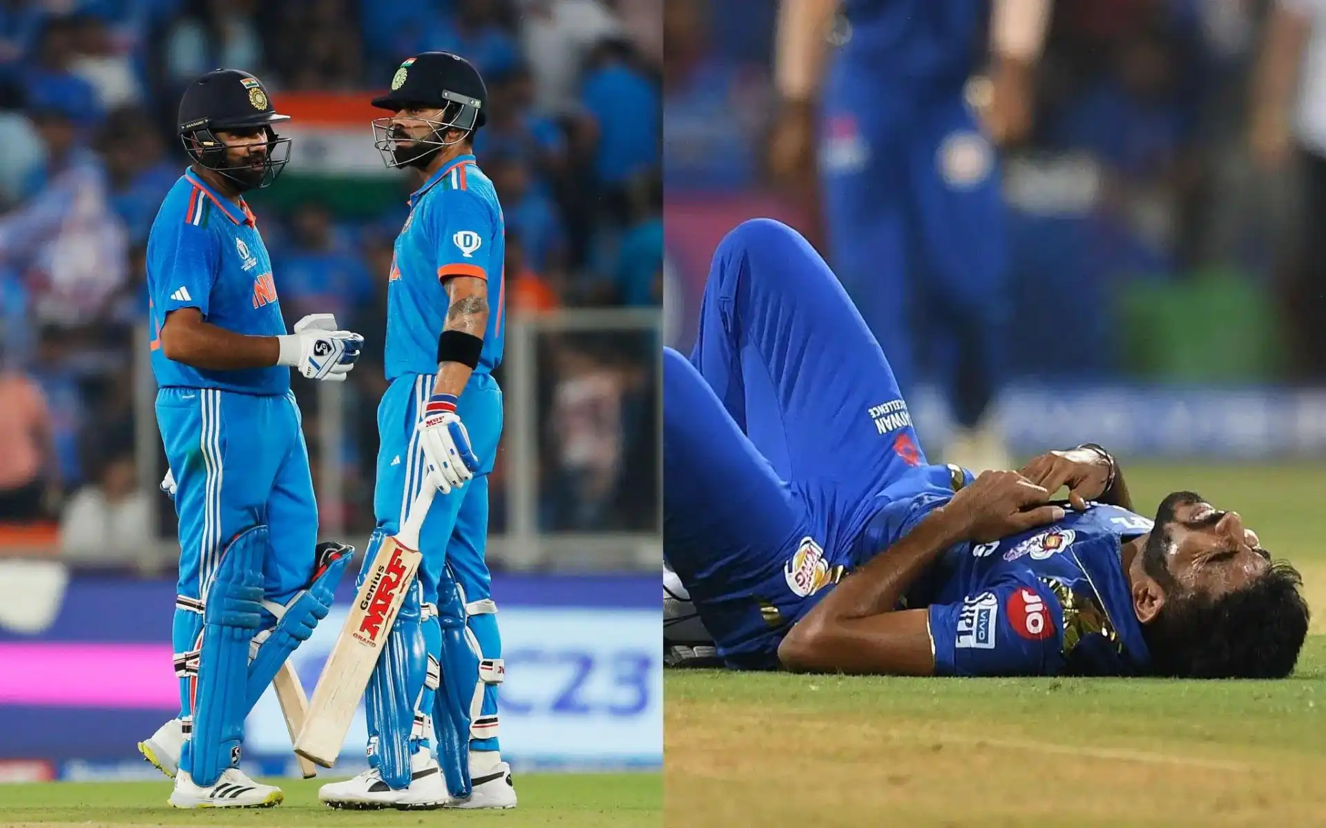 Rohit Sharma, Virat Kohli and Jasprit Bumrah [Source: @Cric_beat, @21OneTwo34/x.com]