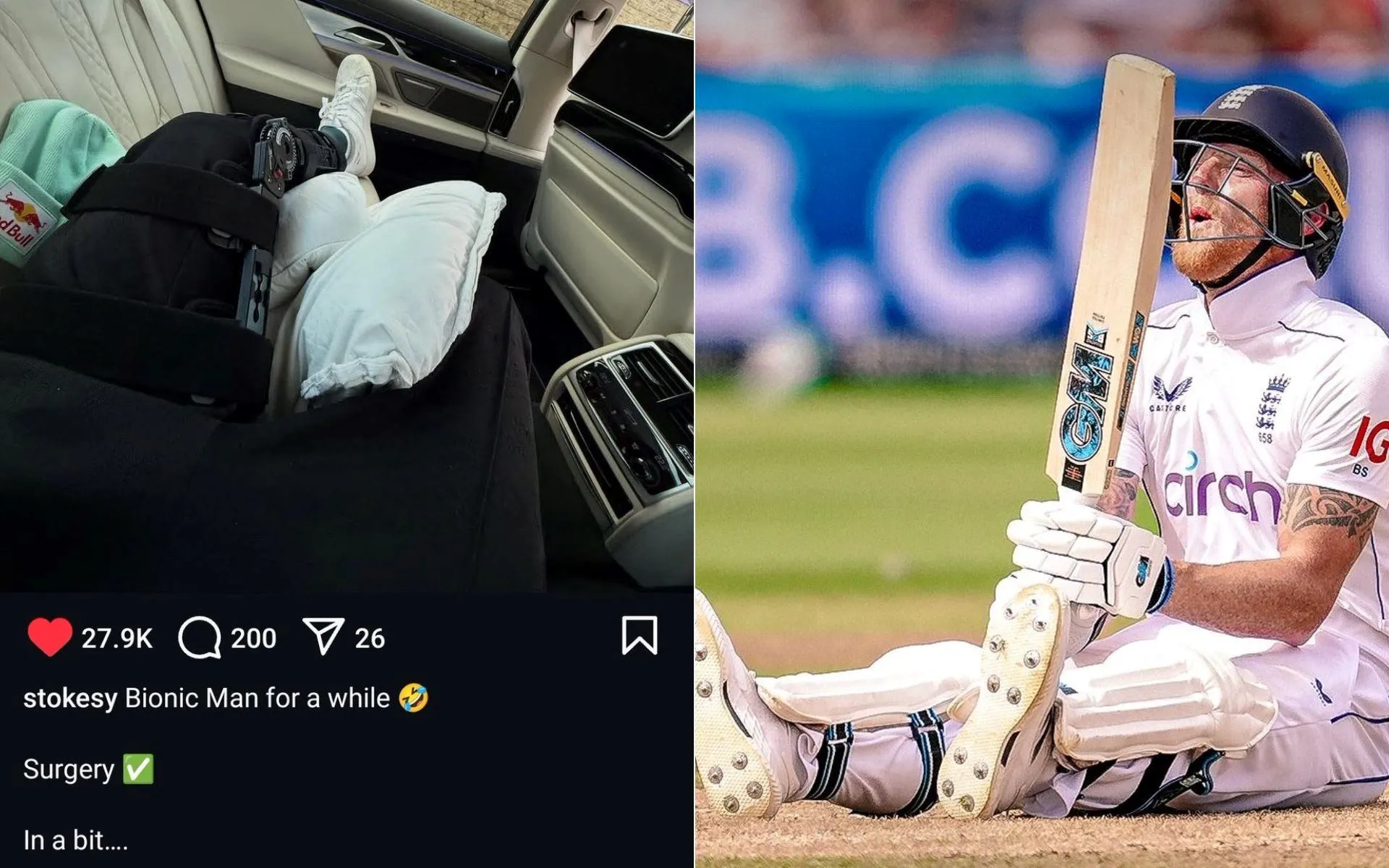 Ben Stokes shares update after undergoing hamstring surgery [Source: @mufaddal_vohra/x.com]