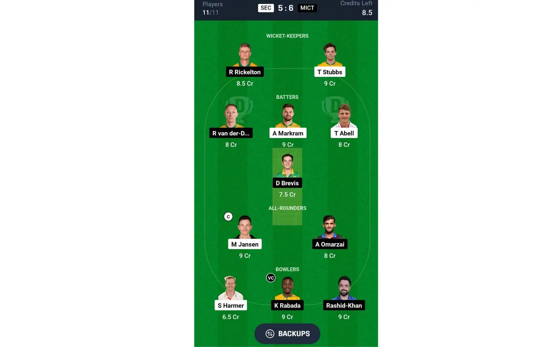 SA20 2025, Match 1: Dream11 Team 1 [Source: @Dream11 App]
