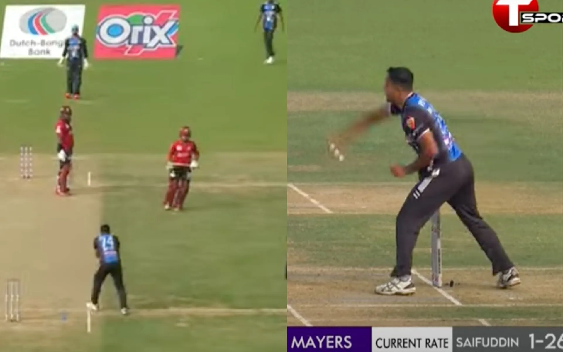 Saifuddin's comical run-out (Source:@TSports,screengrab)