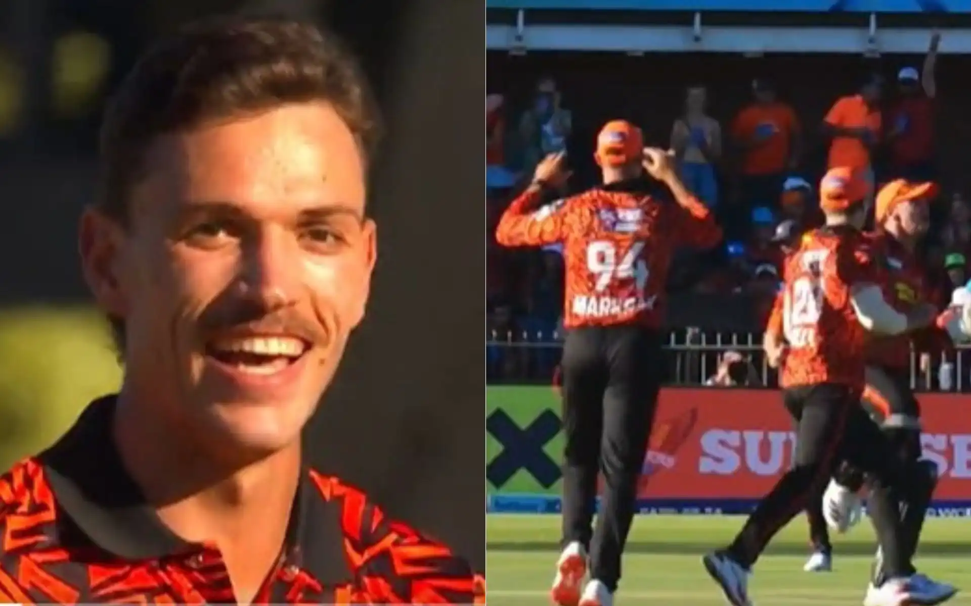 Marco Jansen celebrating a wicket with Sunrisers teammates [Source: @JioCinema/x]
