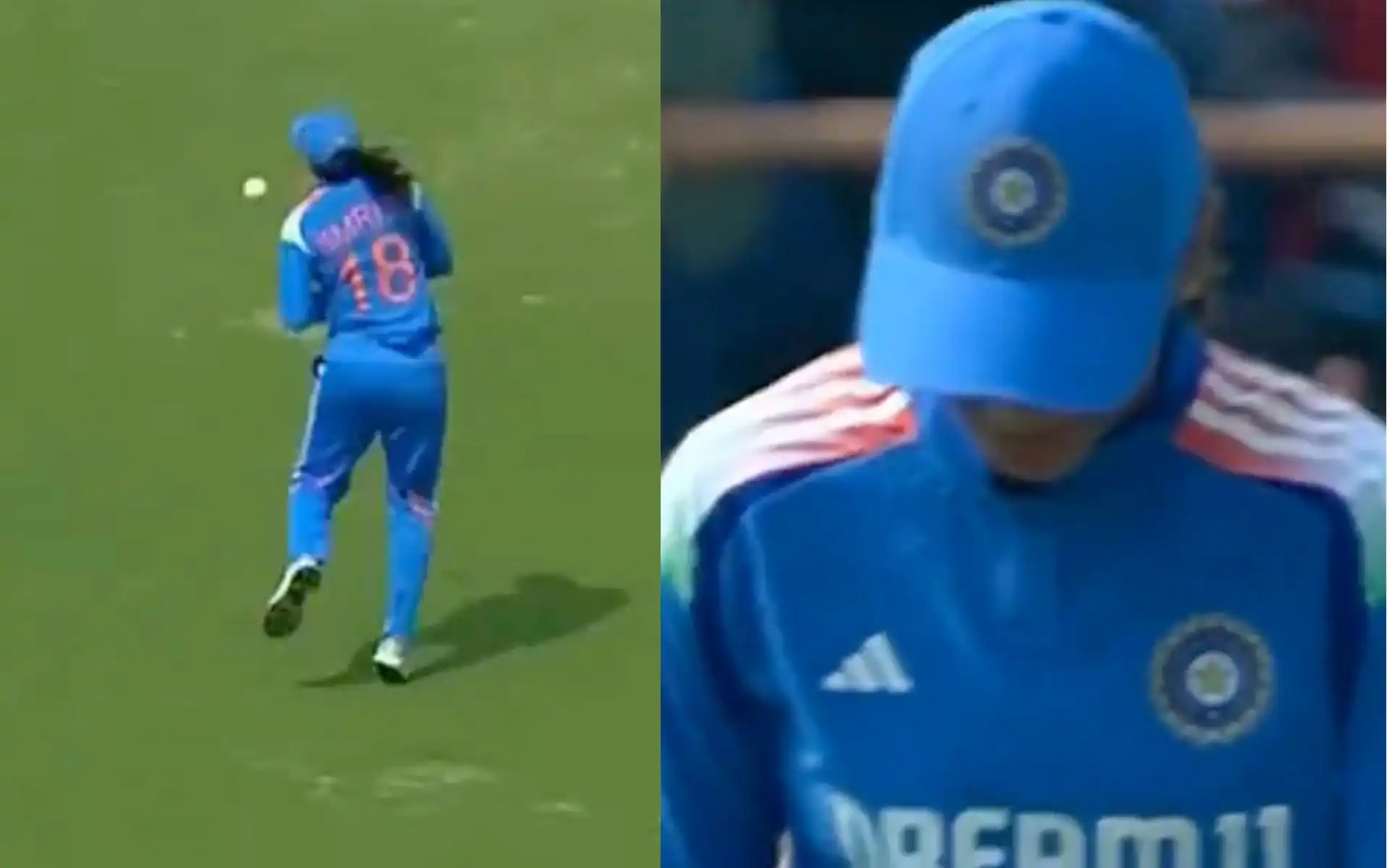 Smriti Mandhana drops a catch against Ireland (Source:@21OneTwo34/X.com)