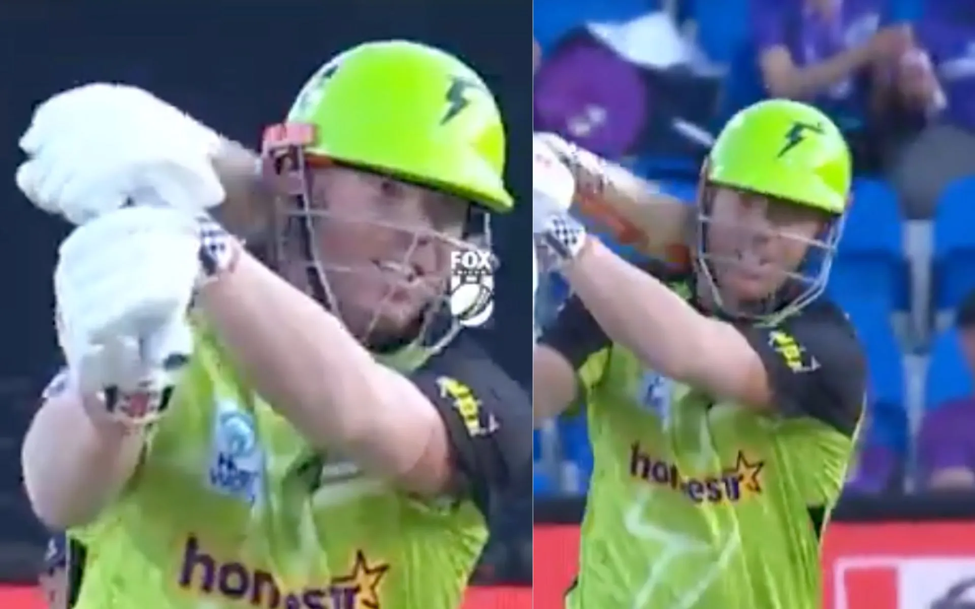 David Warner's bat broke during the 29th match of the Big Bash League 2024-25 [Source: @BBL/x.com]