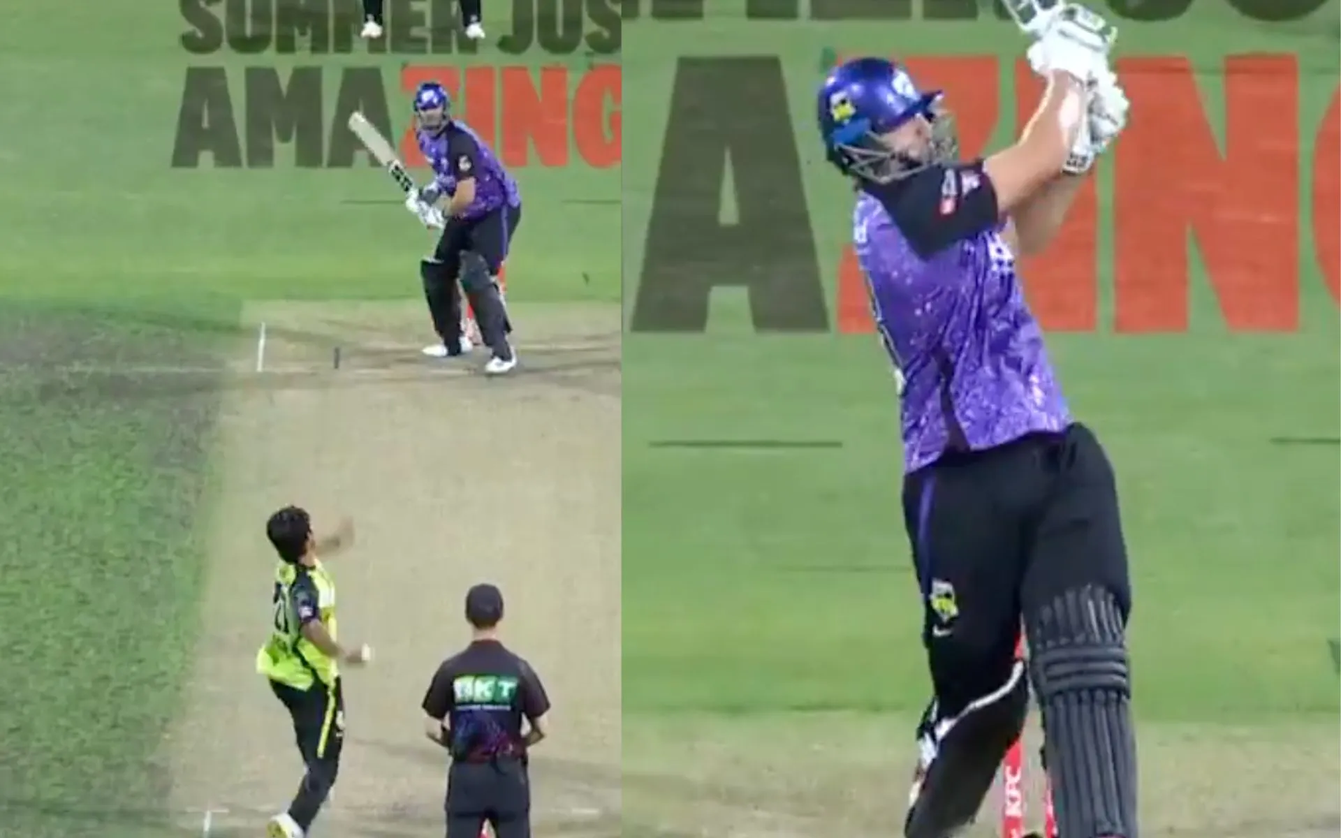 Tim David smacked Mohammad Hasnain [Source: @BBL/X.Com]
