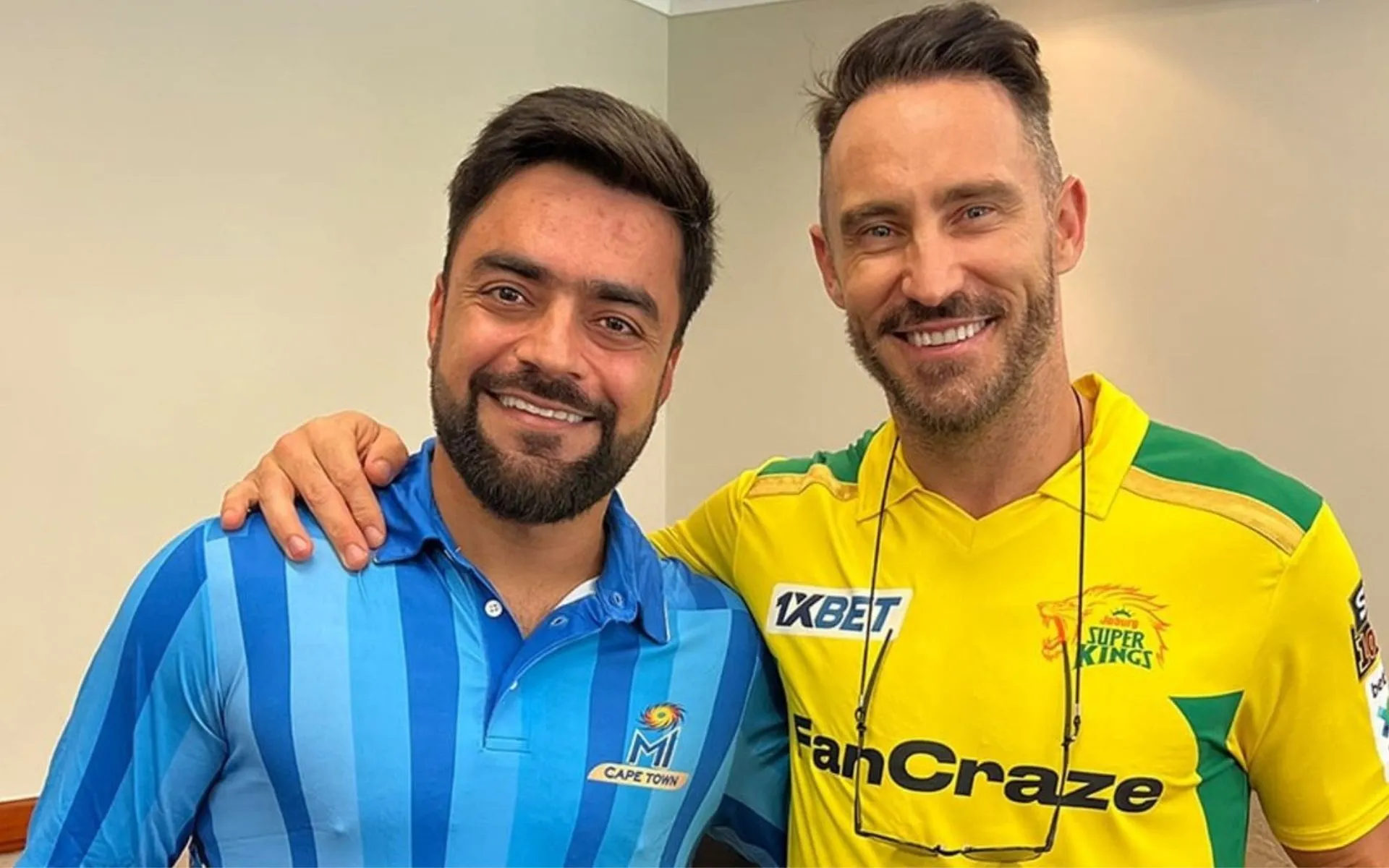 Rashid Khan and Faf du Plessis (Source: @JSKSA20/X.com)