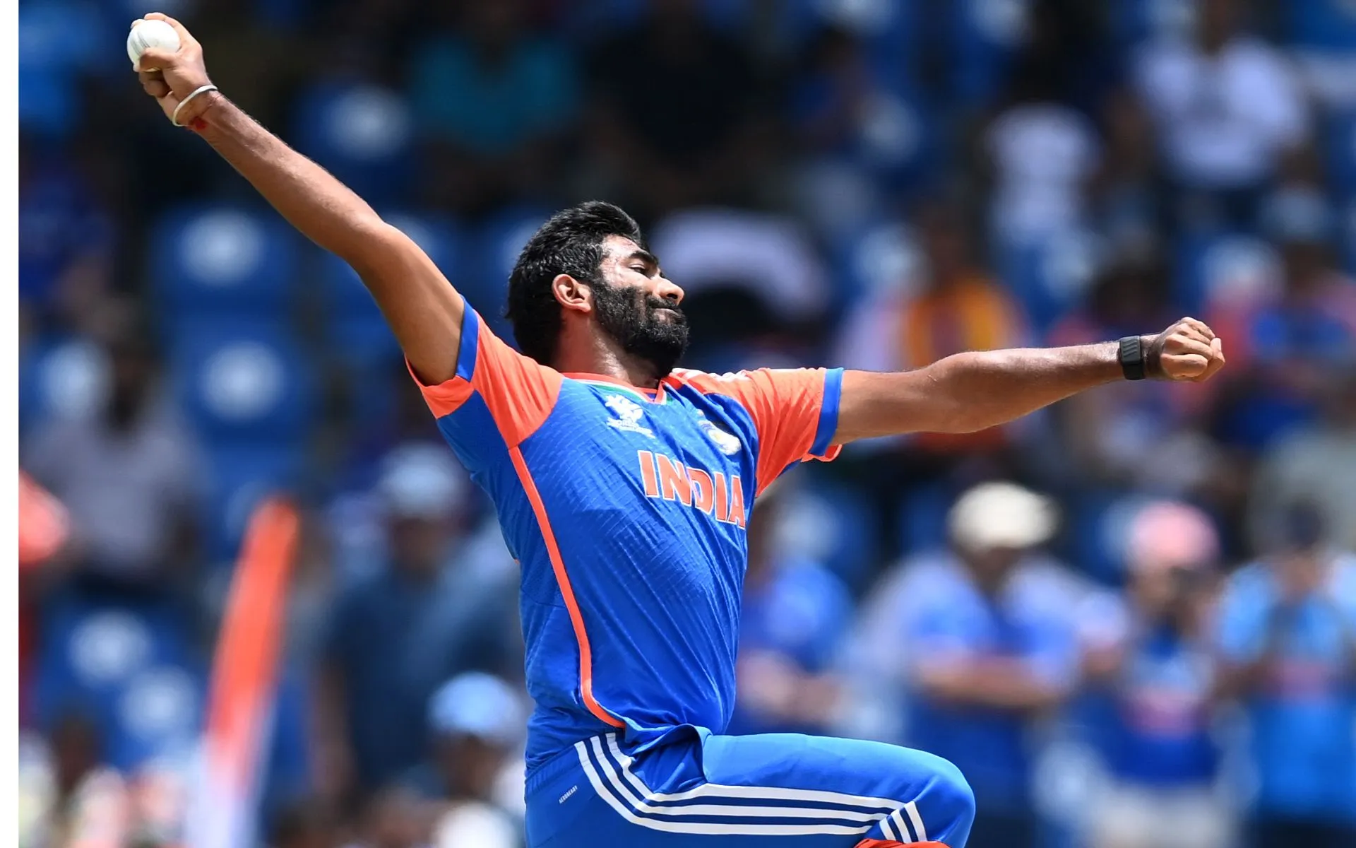 Jasprit Bumrah in action [Source: @AkshatOM10/X.com]