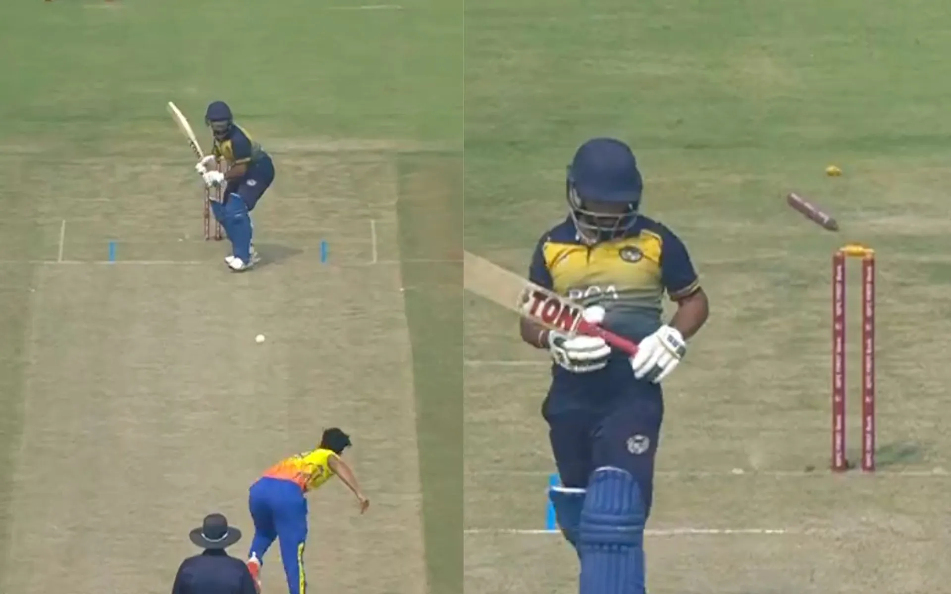 Mukesh Choudhary bowls deadly delivery [Source: @BCCIdomestic/x.com] 

