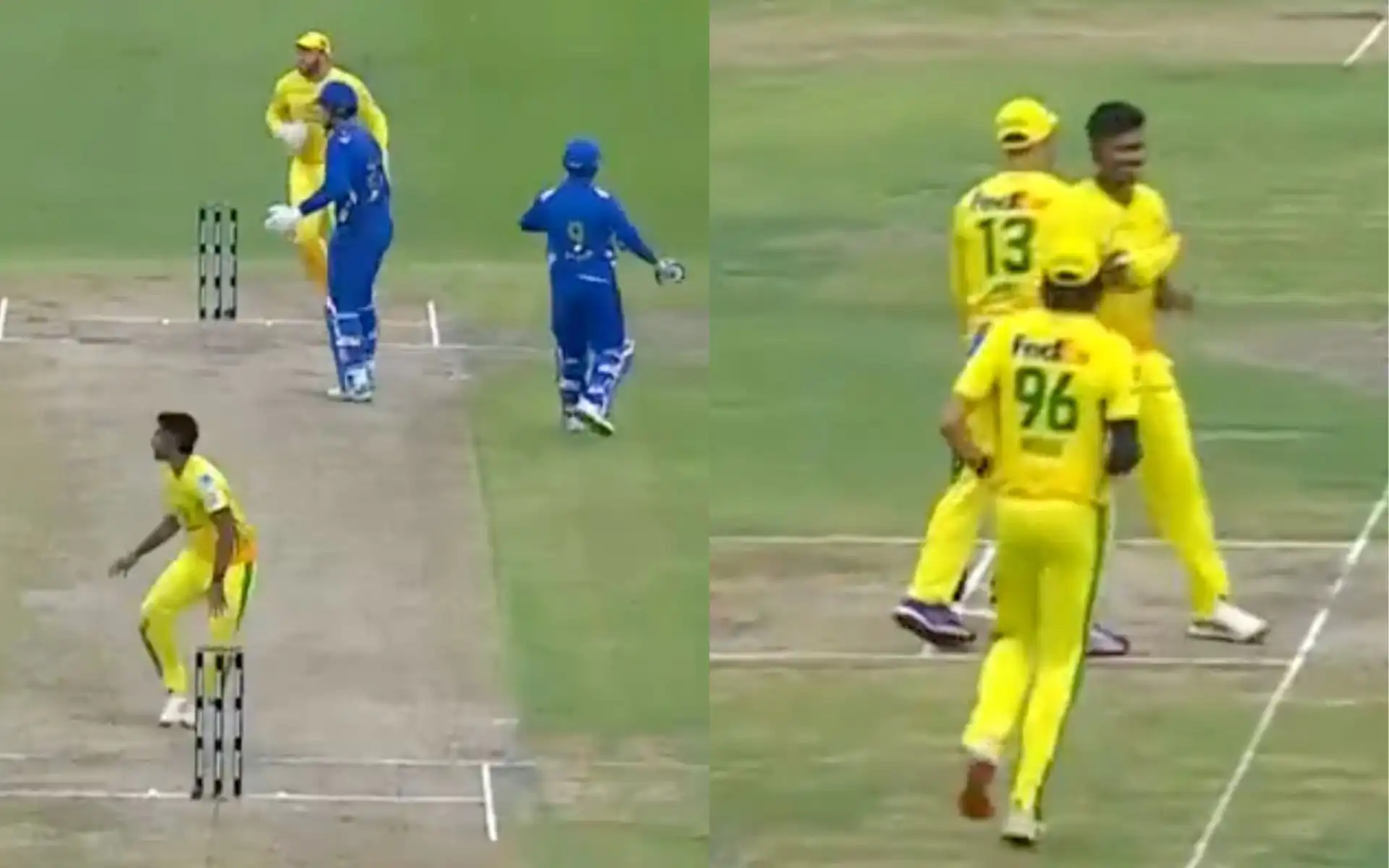 Pathirana gets a big hug from Faf du Plessis (Source:@21OneTwo34/X.com)