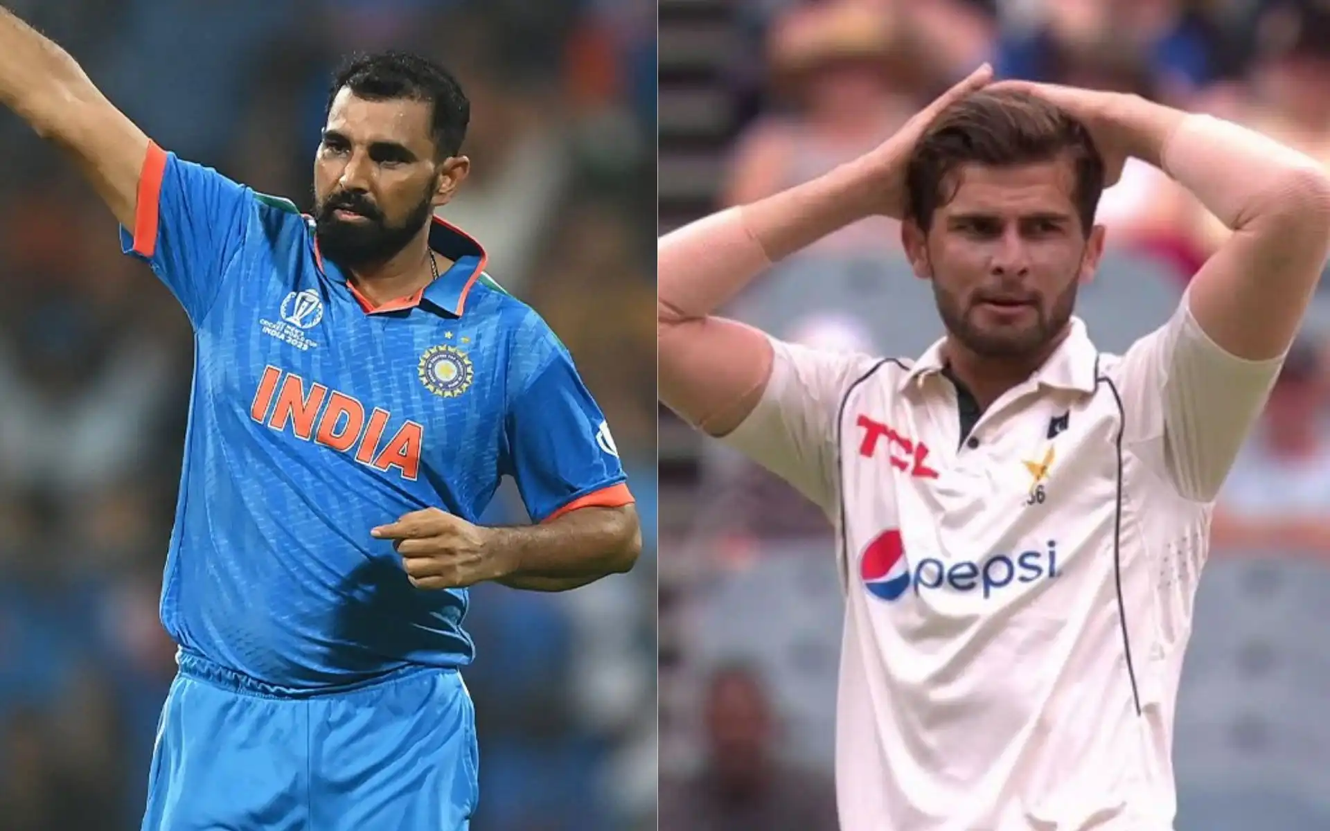 Mohammed Shami and Shaheen Afridi [Source: @cricketworldcup, @ImTanujSingh/x]