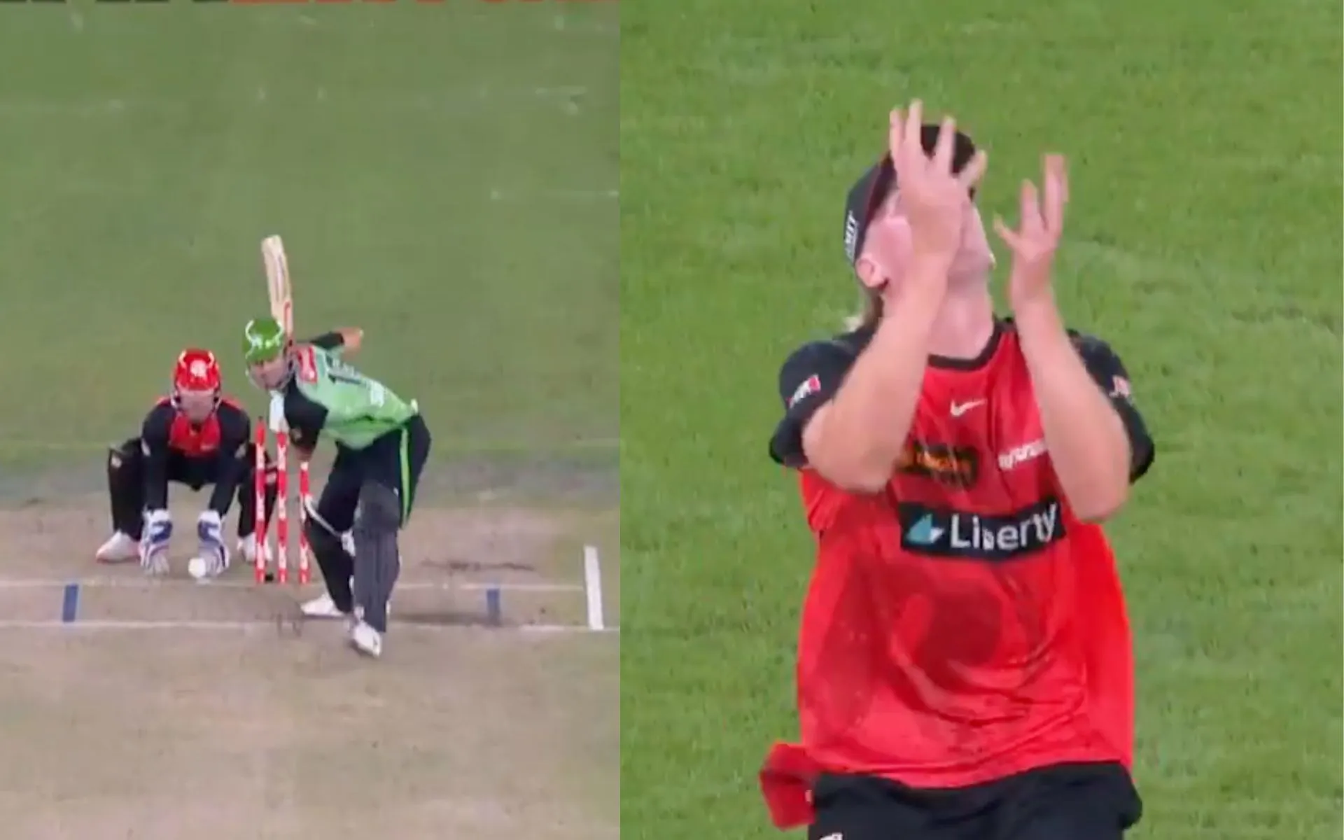 Marcus Stoinis gets lifeline as Will Sutherland take a catch on Bump ball (Source:@BBL, X,COM)