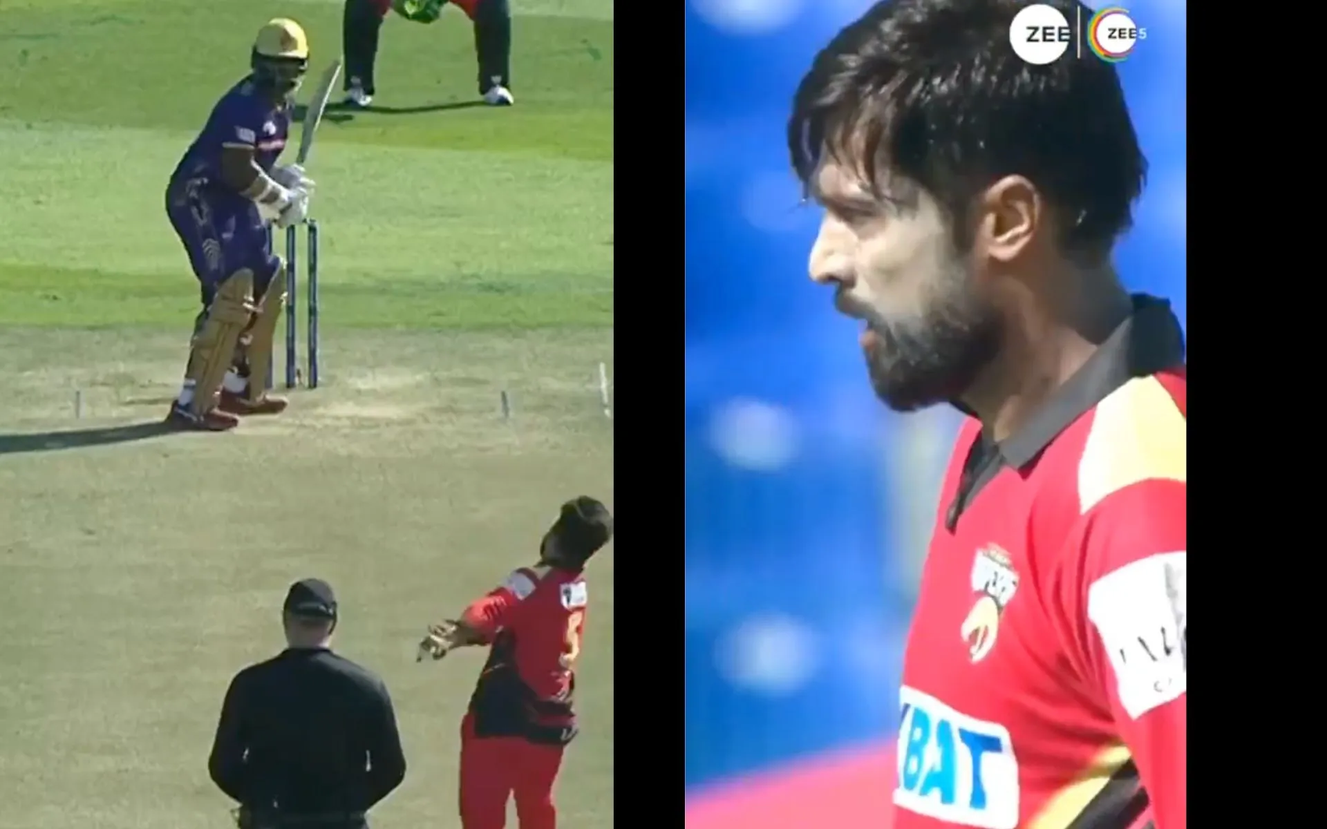 Amir dismisses Mayers [Source: @ilt20onzee/x.com]
