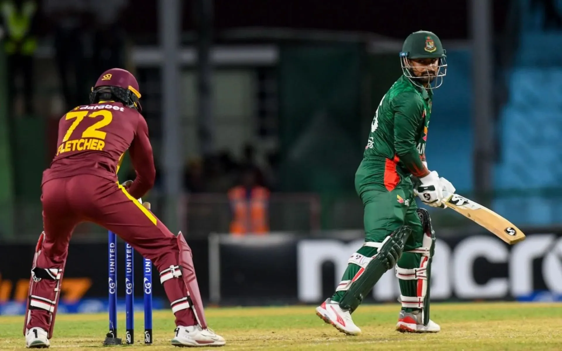 Andre Fletcher stumps Litton Das. [Source: @MominulCric/X]