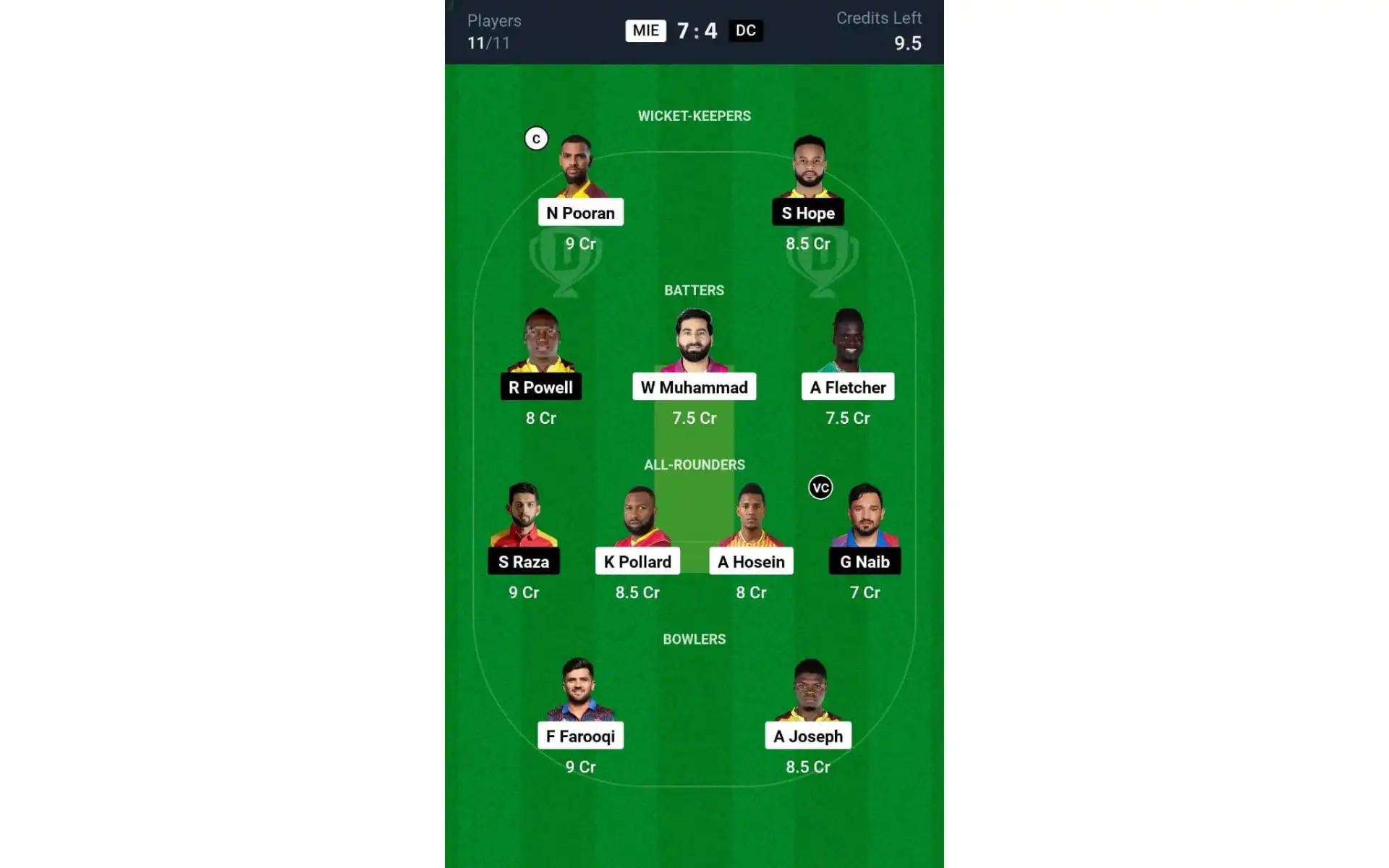 MIE vs DC, ILT20 2025: Dream11 Team 2 [Source: @Dream11 App]