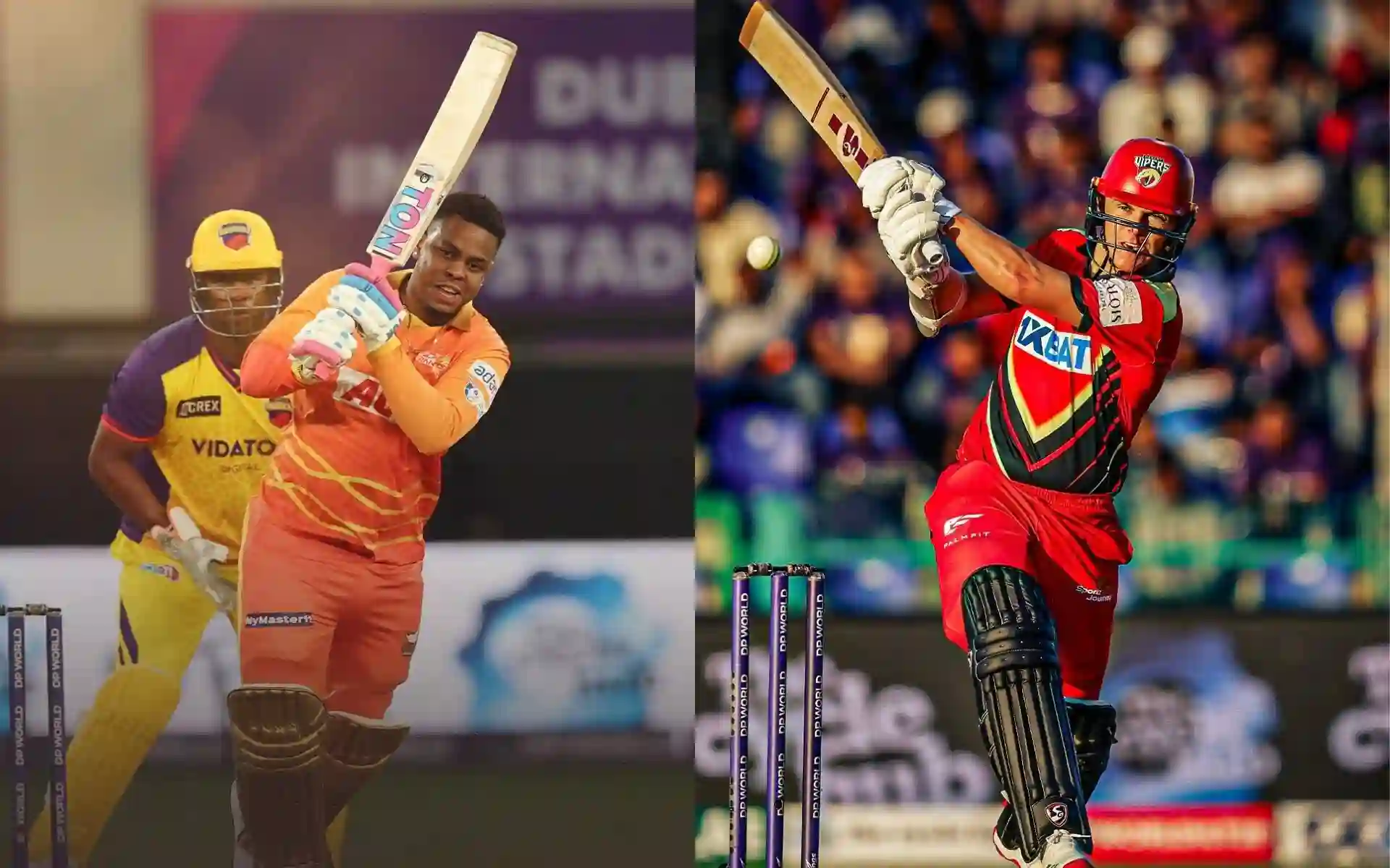 Shimron Hetmyer and Sam Curran (Source: @GulfGiants/X.com, @TheDesertVipers/X.com)