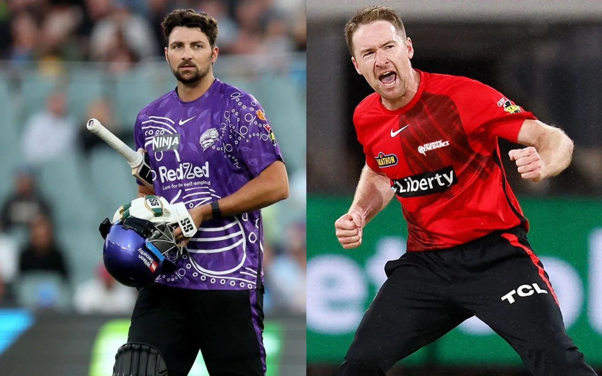 Tim David and Tom Rogers (Source: @HurricanesBBL/X.com, @RenegadesBBL/X.com)