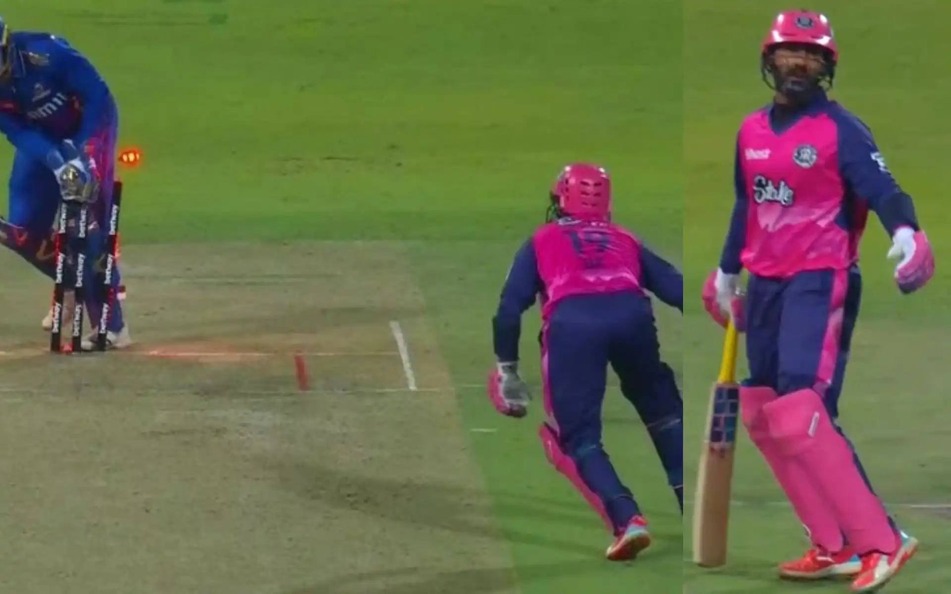 Dinesh Karthik's run-out in SA20 (Source:@21OneTwo34/X.com)