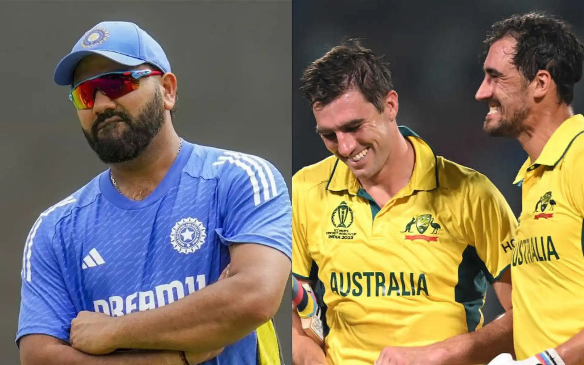Rohit Sharma and Australian players [Source: @AddictorCricket, @cricketcomau/x]