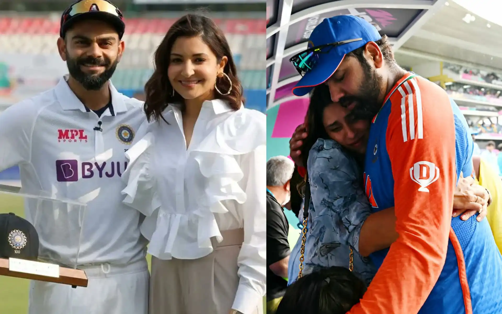 Virat Kohli and Rohit Sharma with their wives [Source: @ImTanujSingh/X.com]