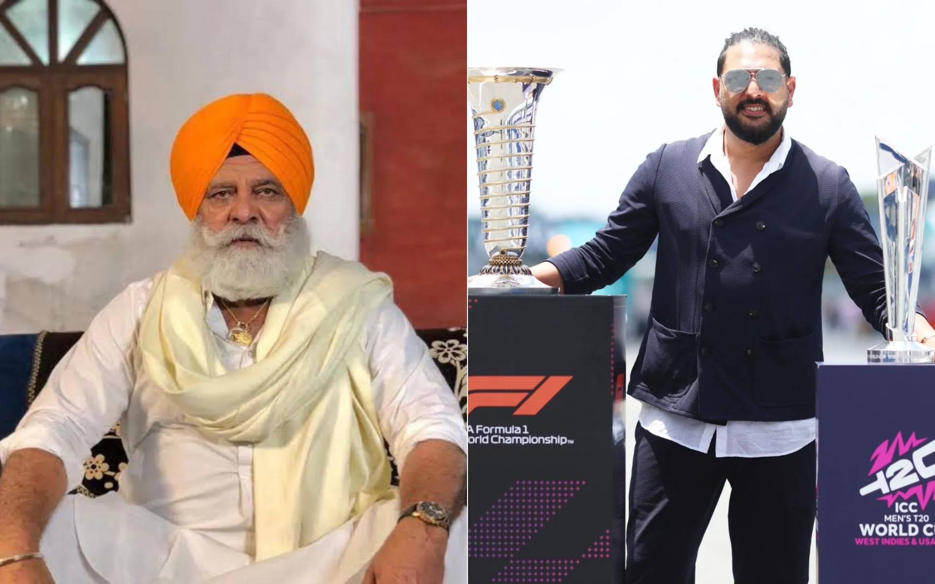 Yograj Singh and Yuvraj Singh have had their share of ups and downs. [Source: @RashpinderBrar3 & @ICC/X]