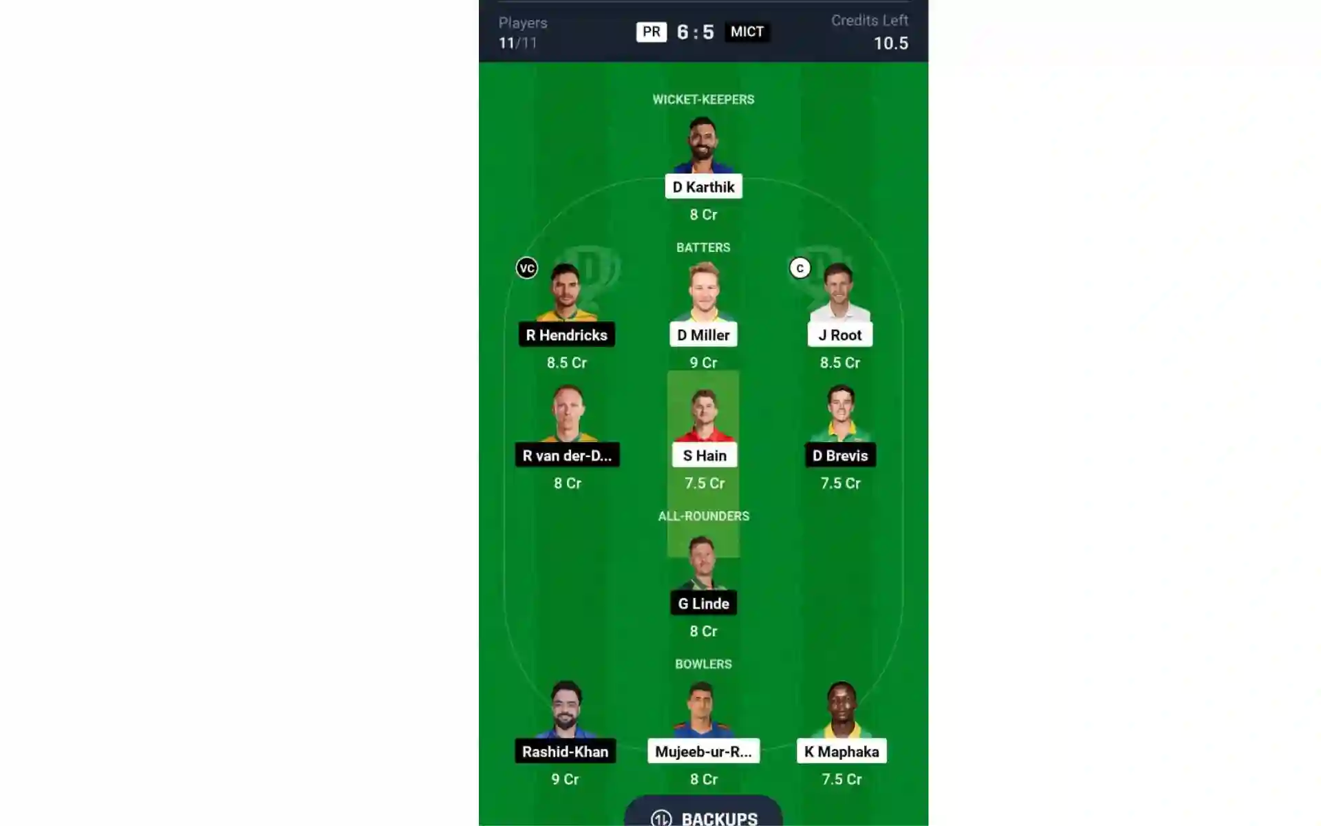 PR vs MICT, SA20 2025: Dream11 Team 2 [Source: @Dream11 App]