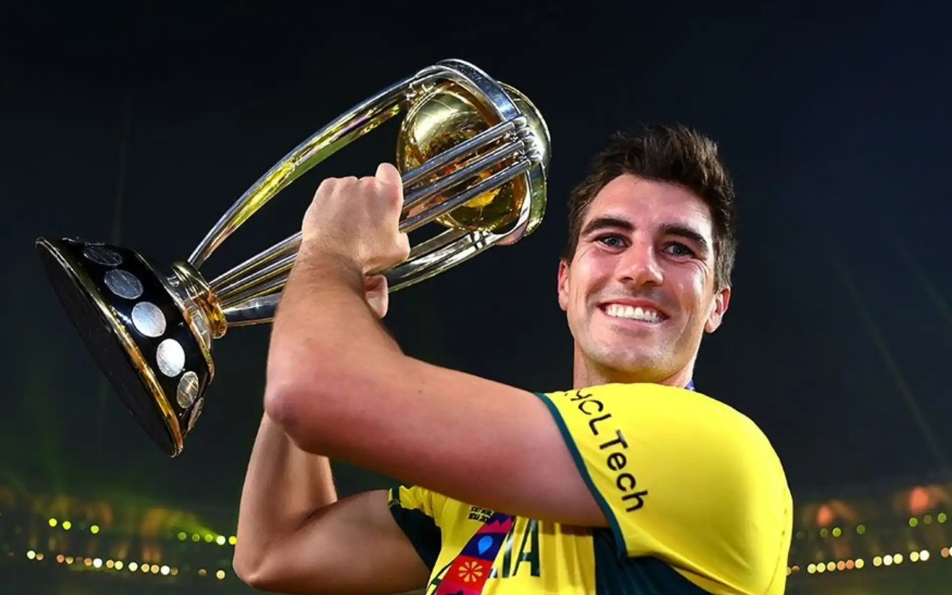 Pat Cummins with ODI World Cup 2023 [Source: @MensCricket/x.com]