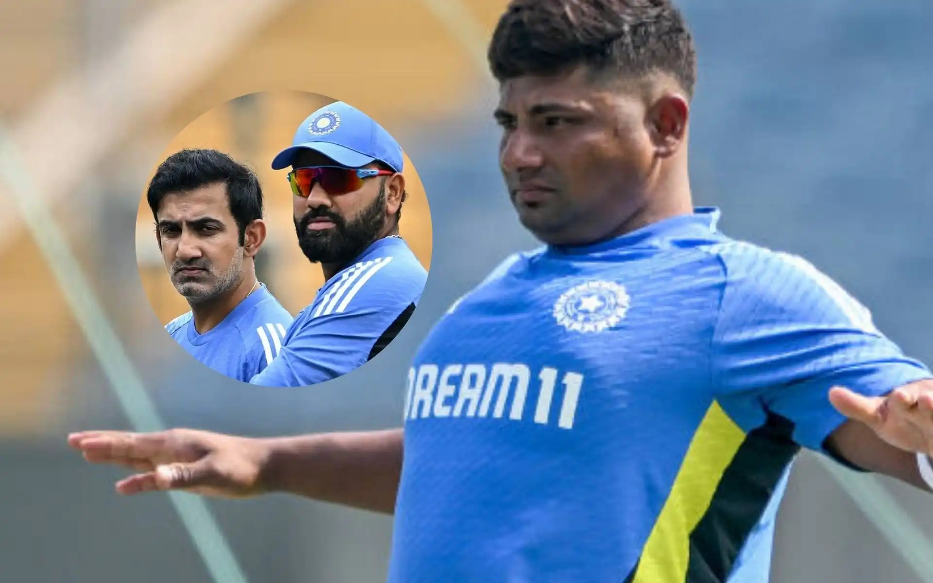 Sarfaraz Khan in India's training (Source:@VibhuBhola/X.com)