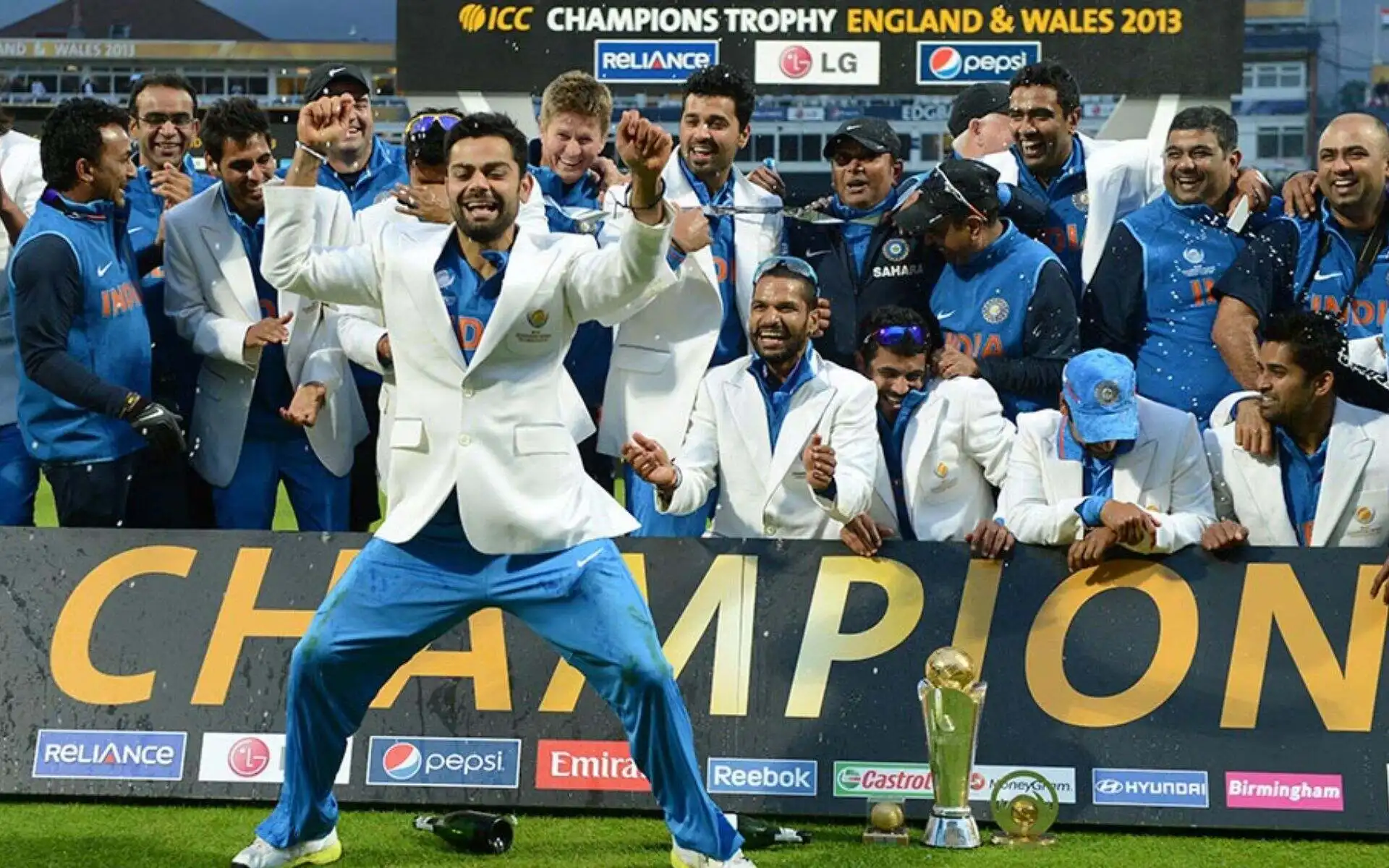 Indian team with Champions Trophy 2013 [Source: @ImTanujSingh/x.com]