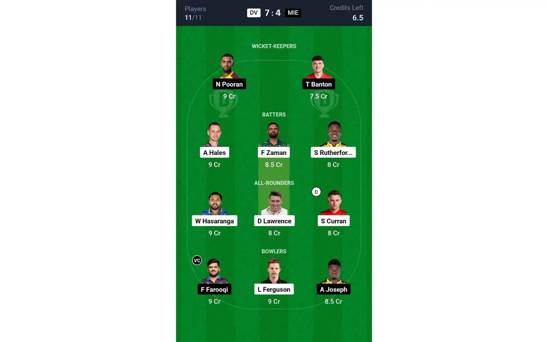 DV vs MIE, ILT20 2025: Dream11 Team 1 [Source: @Dream11 App]