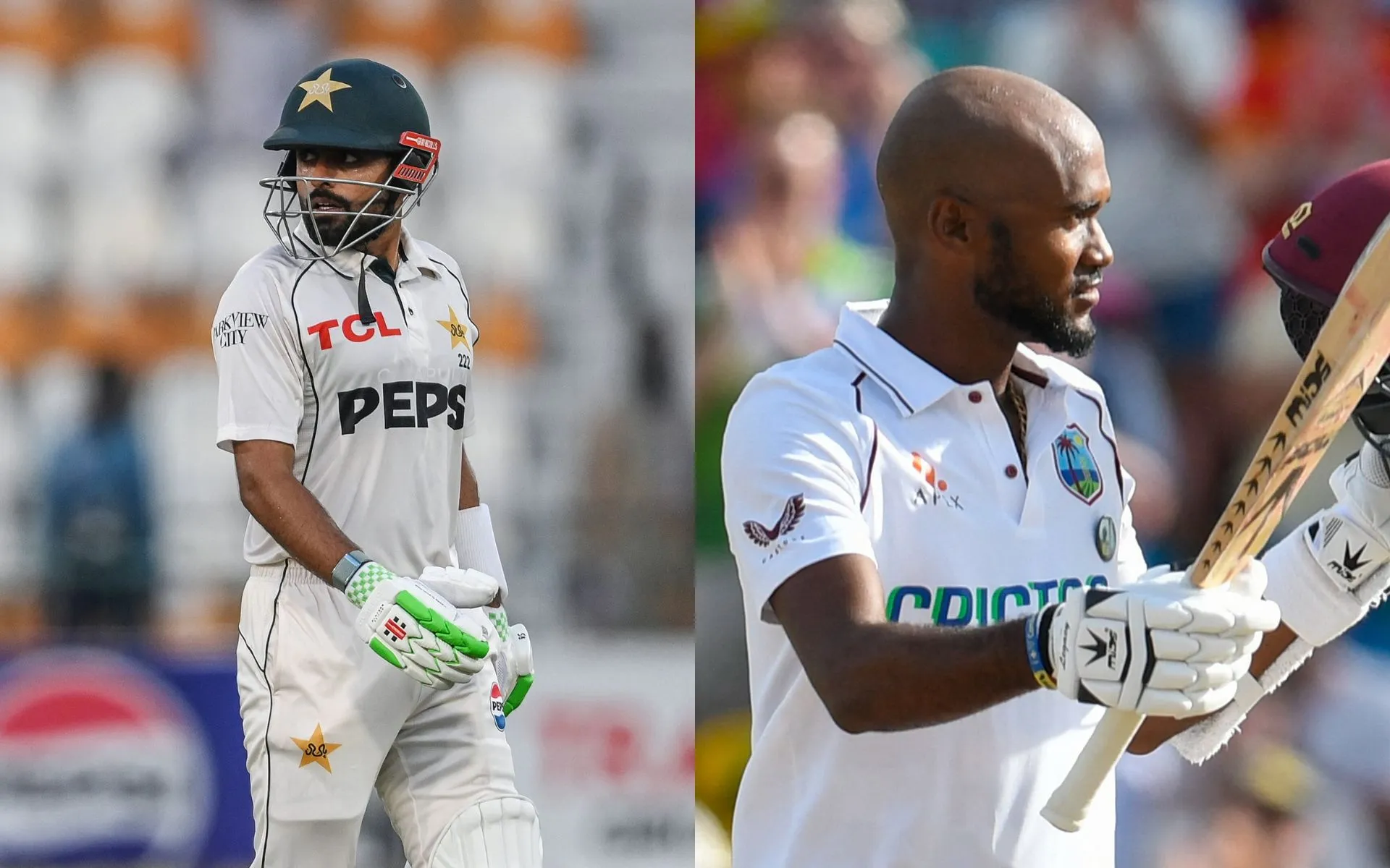 Babar Azam and Kraigg Brathwaite (Source: @CricCrazyJohns/X.com, @ICC/X.com)