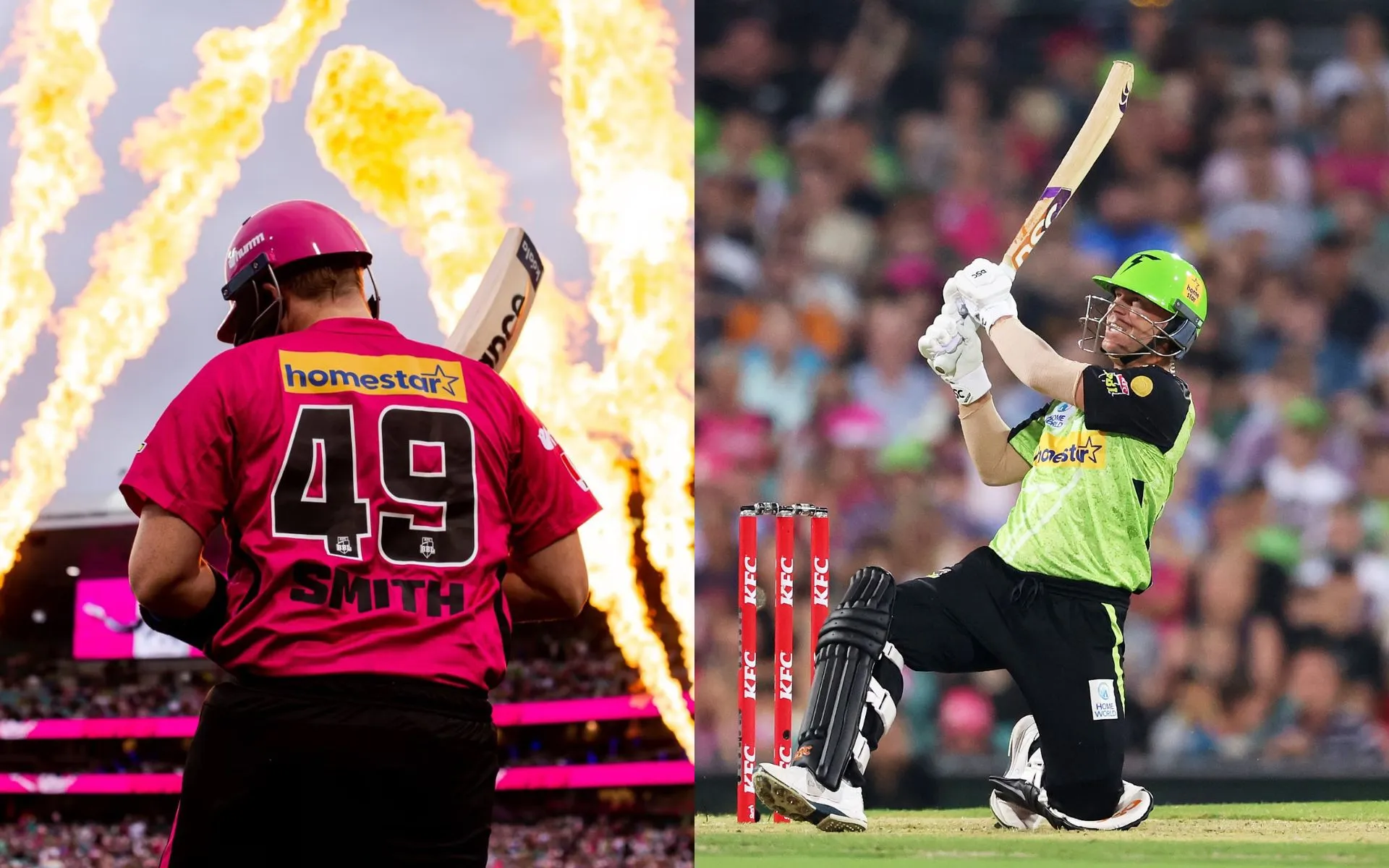 Steve Smith and David Warner (Source: @SixersBBL/X.com, @ThunderBBL/X.com)
