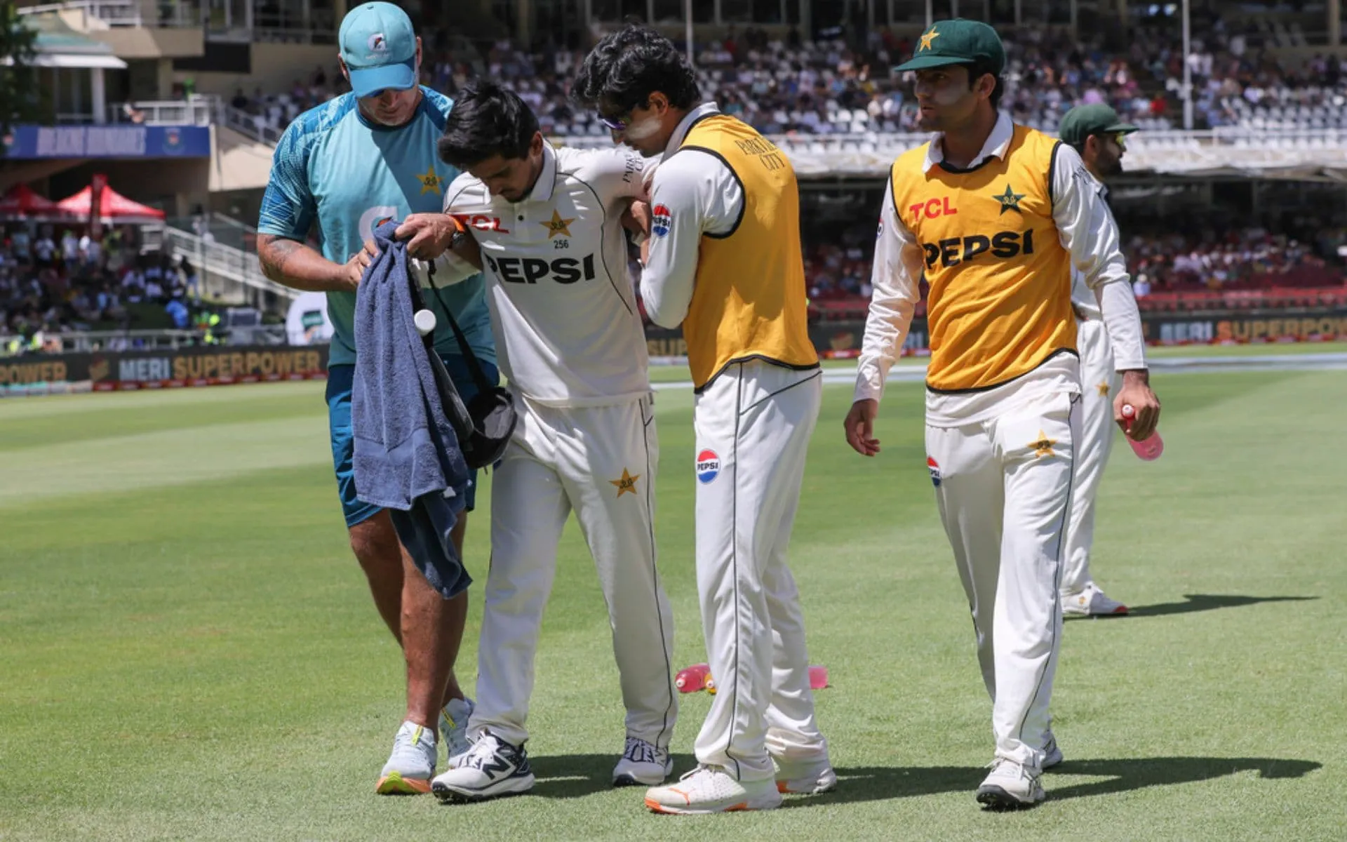 Saim Ayub was injured during SA Tests [Source: AP]