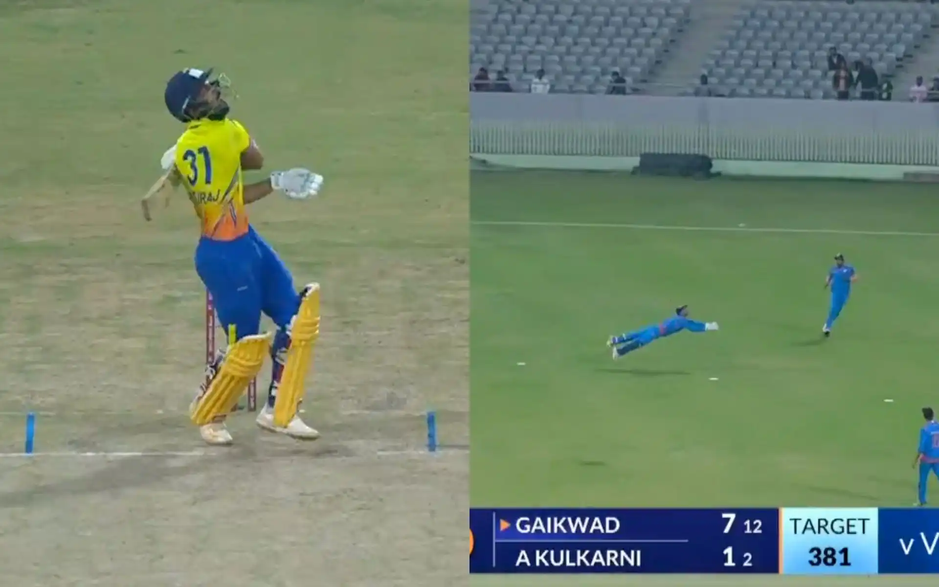 Gaikwad was dismissed by Jitesh's flying catch [Source: @BCCIdomestic/X]