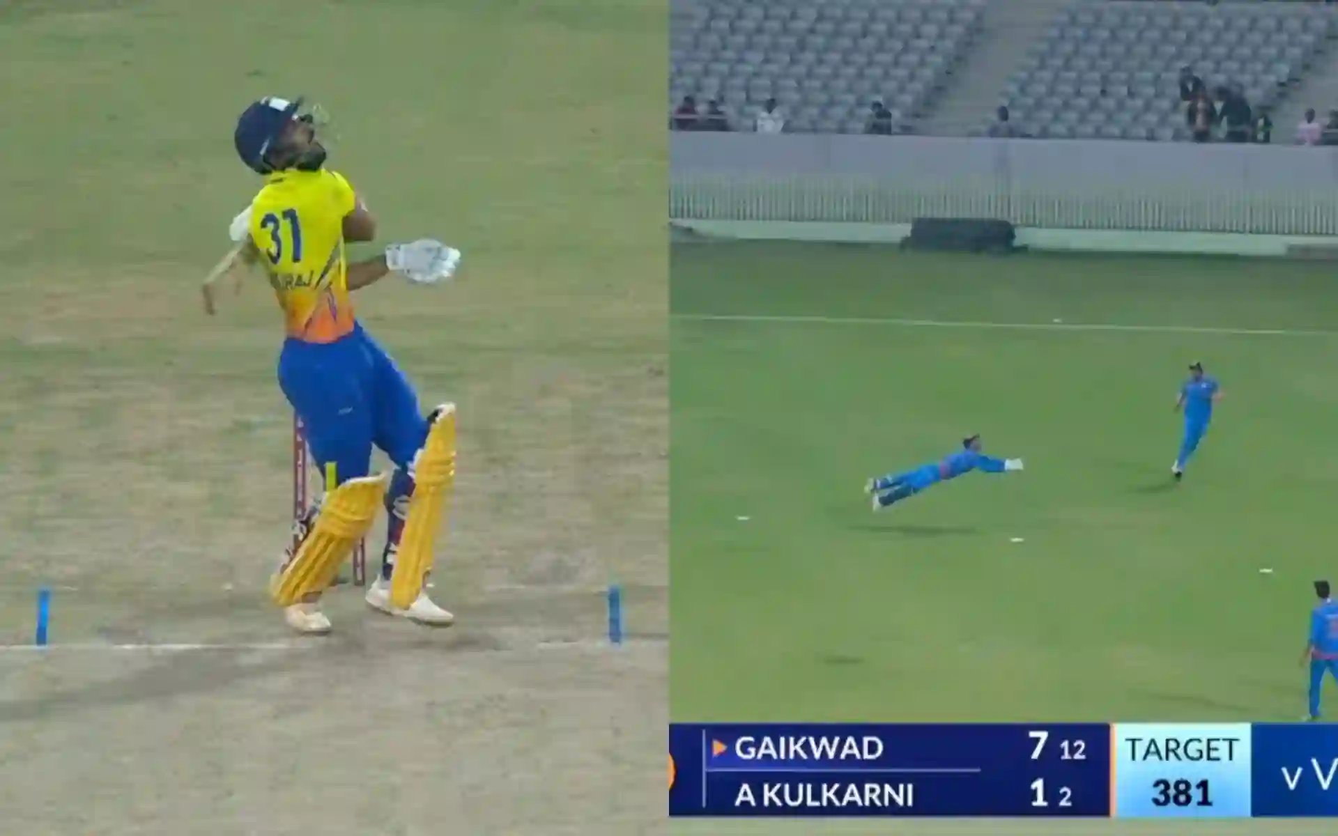 Gaikwad was dismissed by Jitesh's flying catch [Source: @BCCIdomestic/X]
