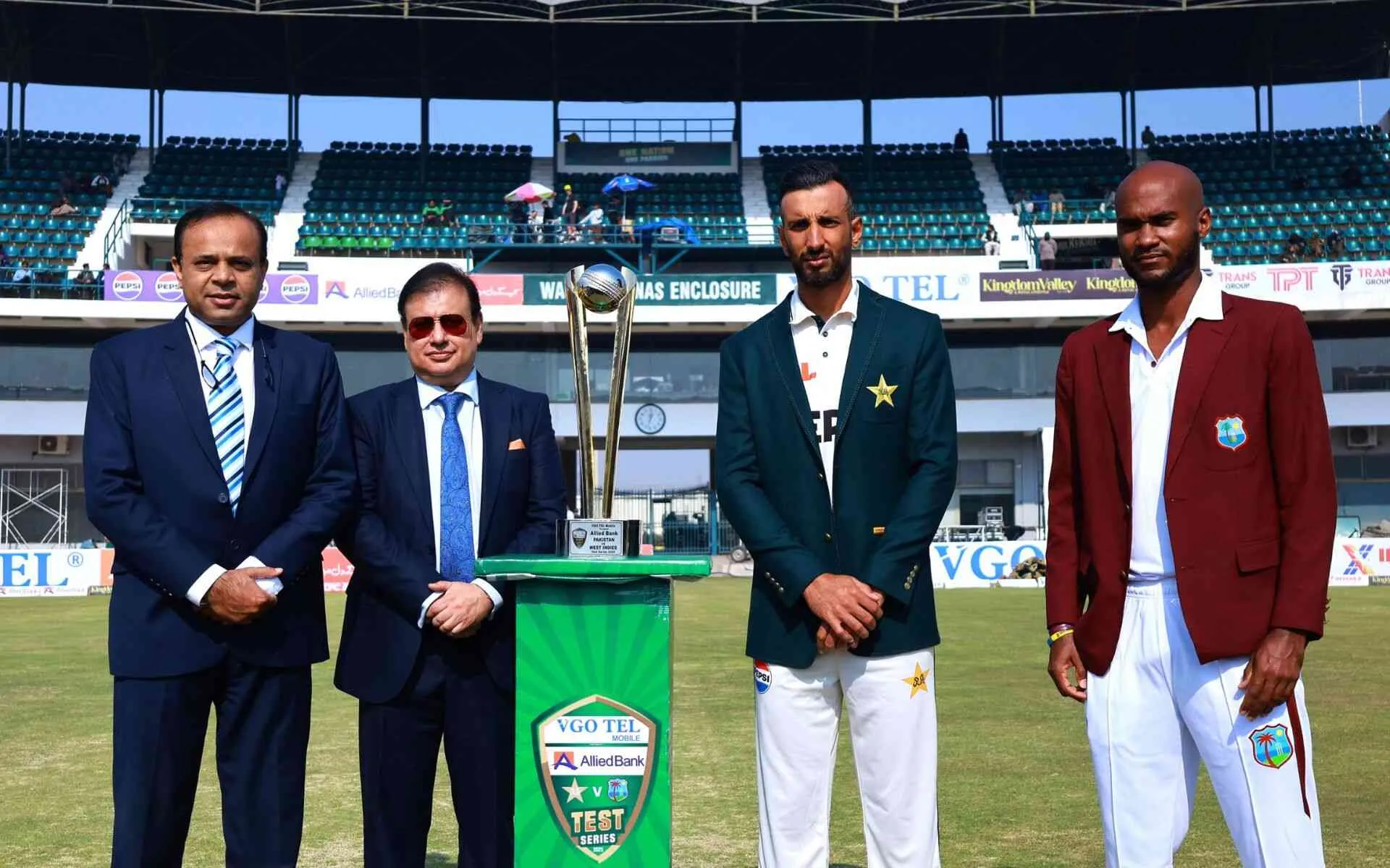 Pakistan and West Indies captains ahead of 1st Test (Source:@TheRealPCB/X.com)
