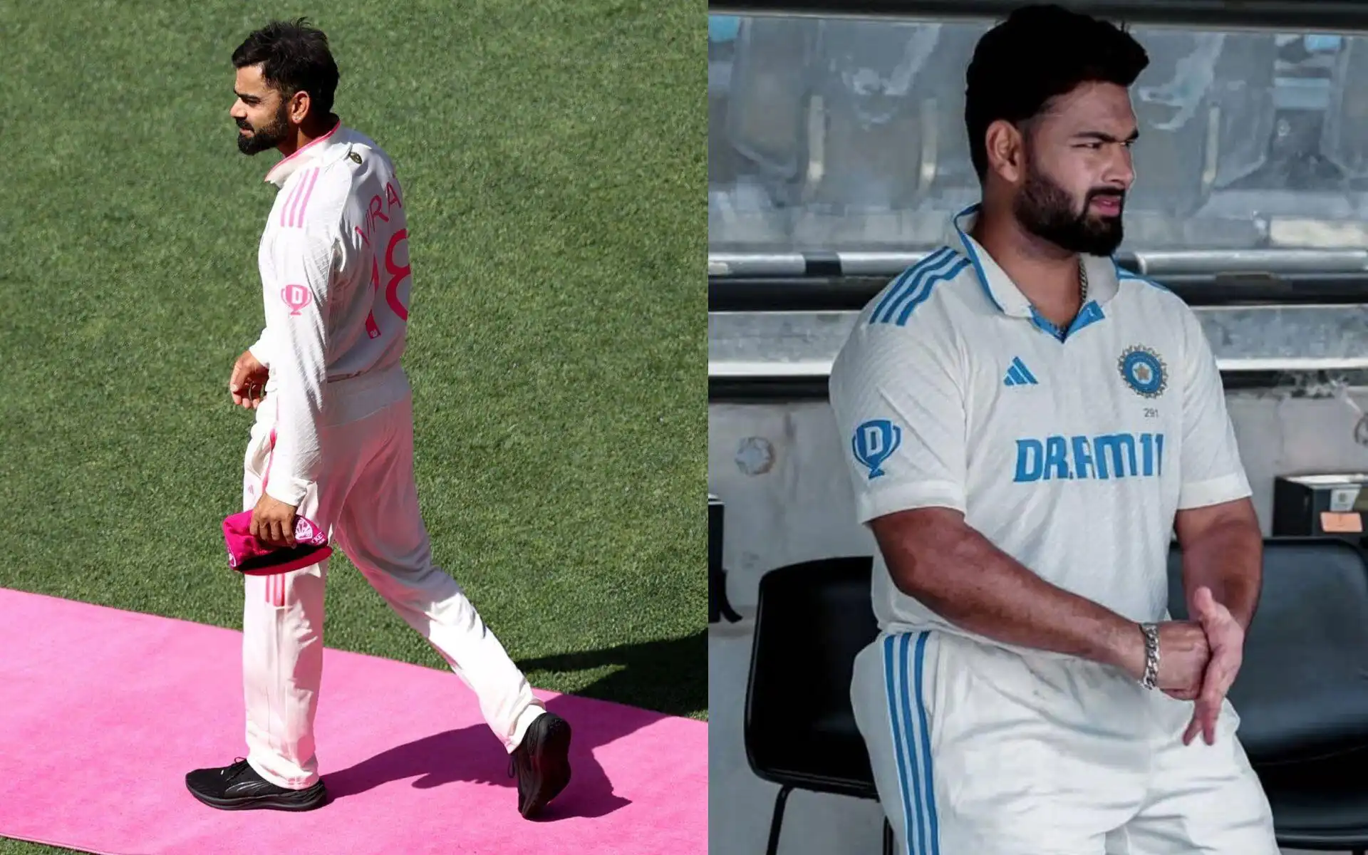 Virat Kohli and Rishabh Pant in Test jersey [Source: @Star_boy_55, @KohliSensation/x.com]