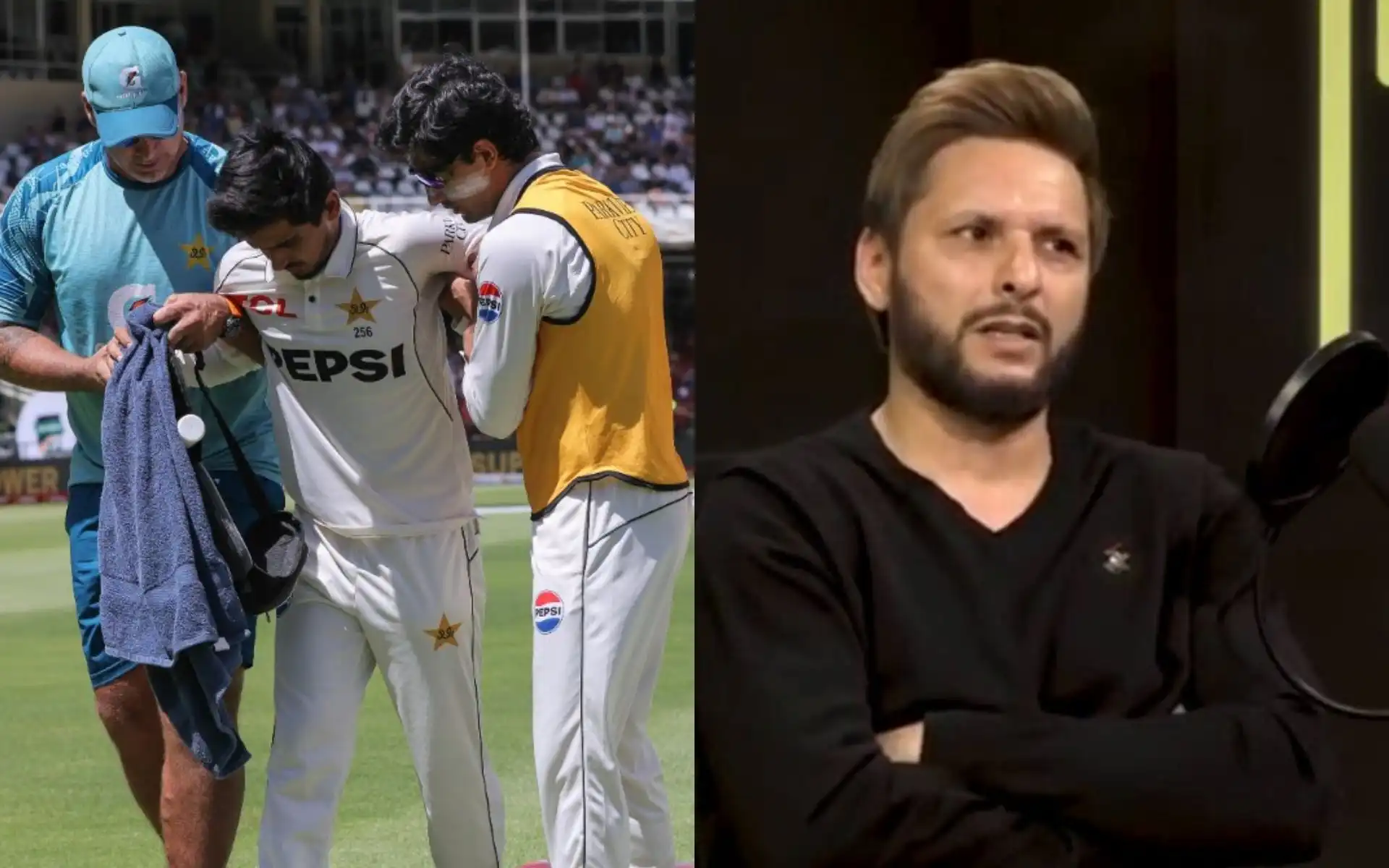 Saim Ayub's injury update shared by Shahid Afridi [Source: @cric_blog, @_FaridKhan/X.com]