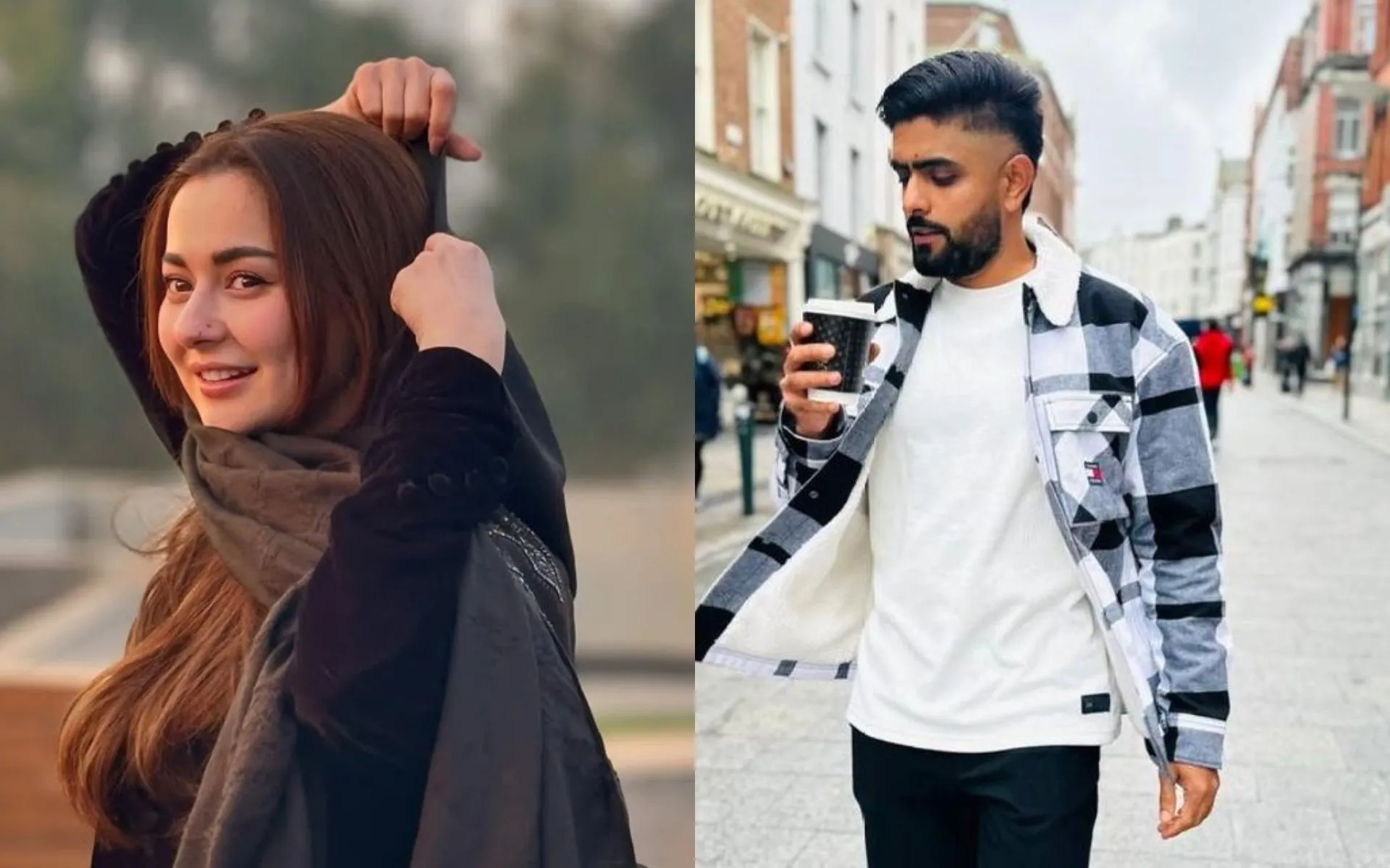 Hania Aamir and Babar Azam (Source:@uroojjawed12/X.com)