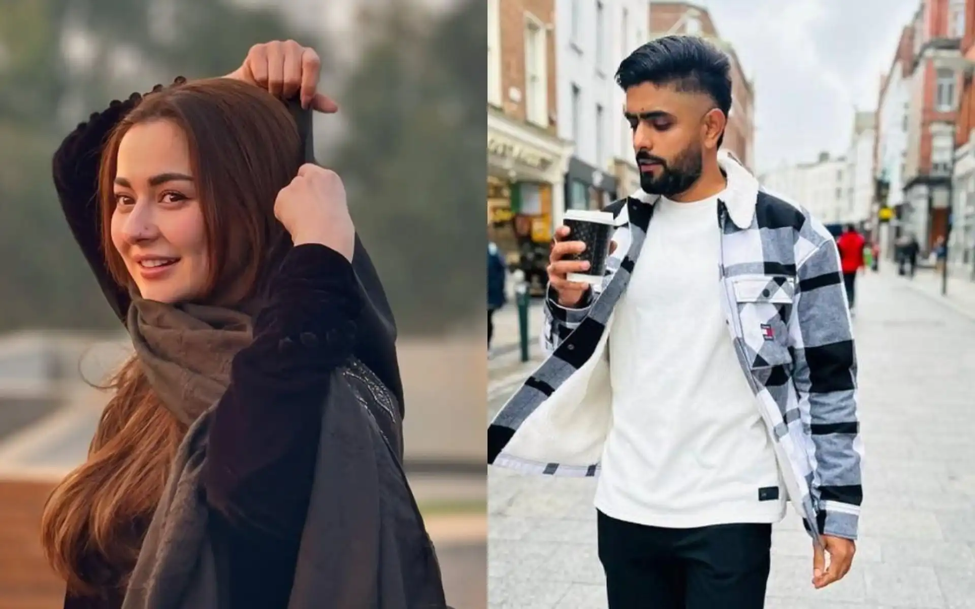 Hania Aamir and Babar Azam (Source:@uroojjawed12/X.com)