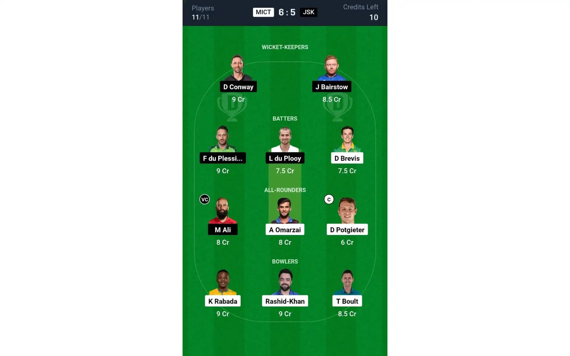 MICT vs JSK, SA20 2025: Dream11 Team 2 [Source: @Dream11 App]