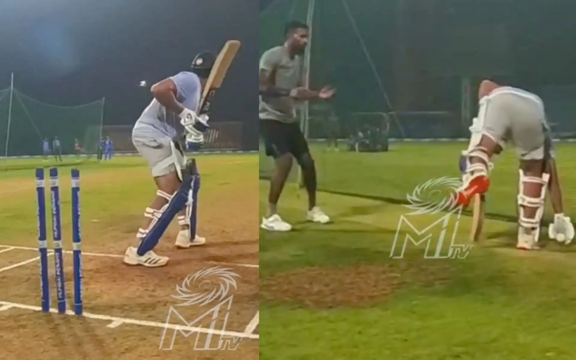 Rohit Sharma and Hardik Pandya practice (Source:@mipaltan/X.com)