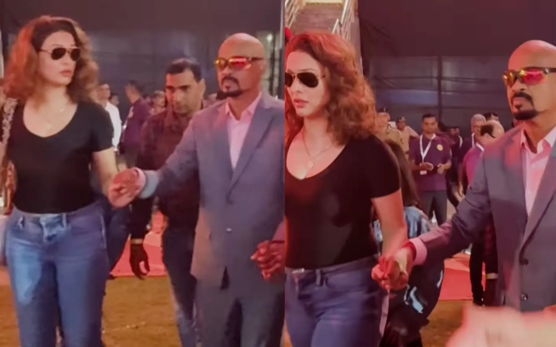 Vinod Kambli and wife at Wankhede Stadium (Source:@viralbhayani/X.com)