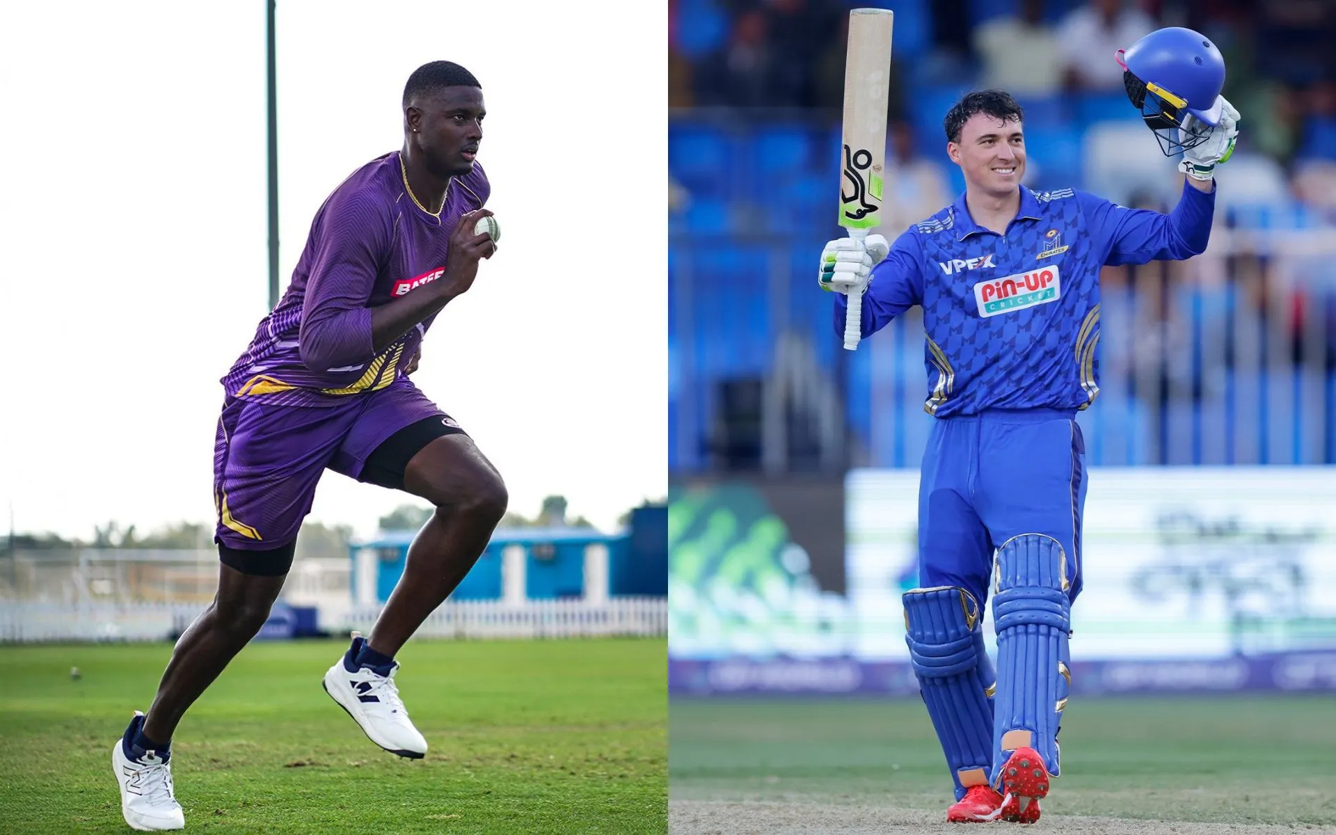 Jason Holder and Tom Banton (Source: @ADKRiders/X.com, @SomersetCCC/X.com)