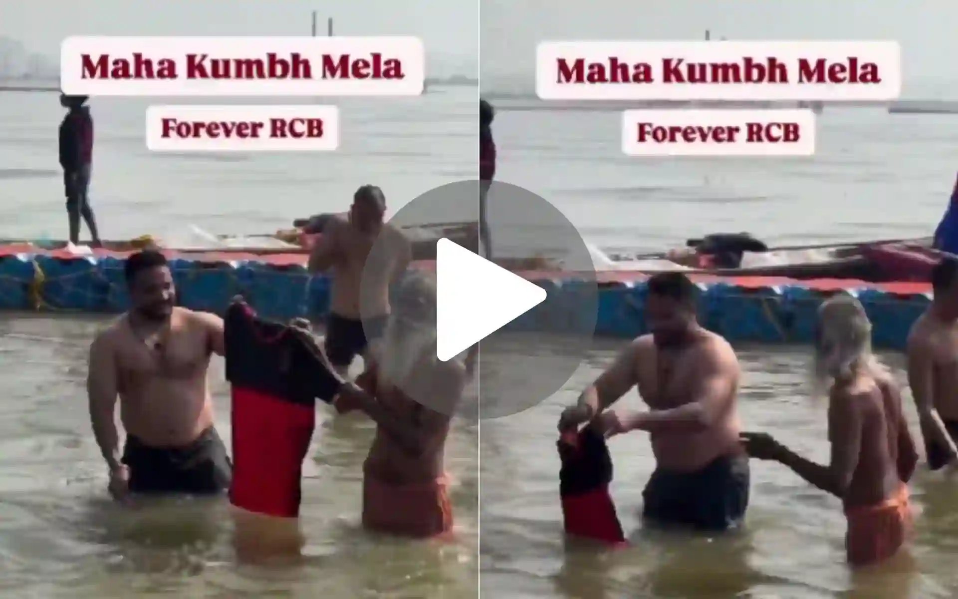 RCB Fan Dips Jersey At Maha Kumbh To End IPL Trophy Drought - Watch Viral Video