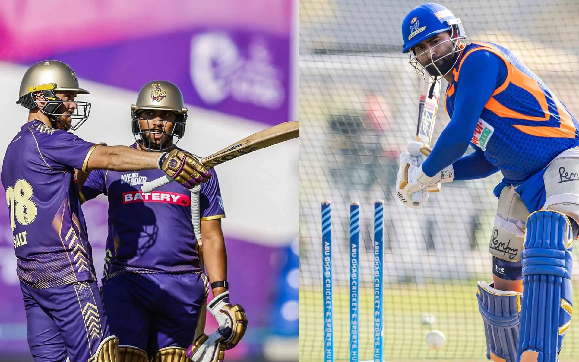 Abu Dhabi Knight Riders and MI Emirates (Source:@MIEmirates,x.com and @ADKRiders,x.com)
