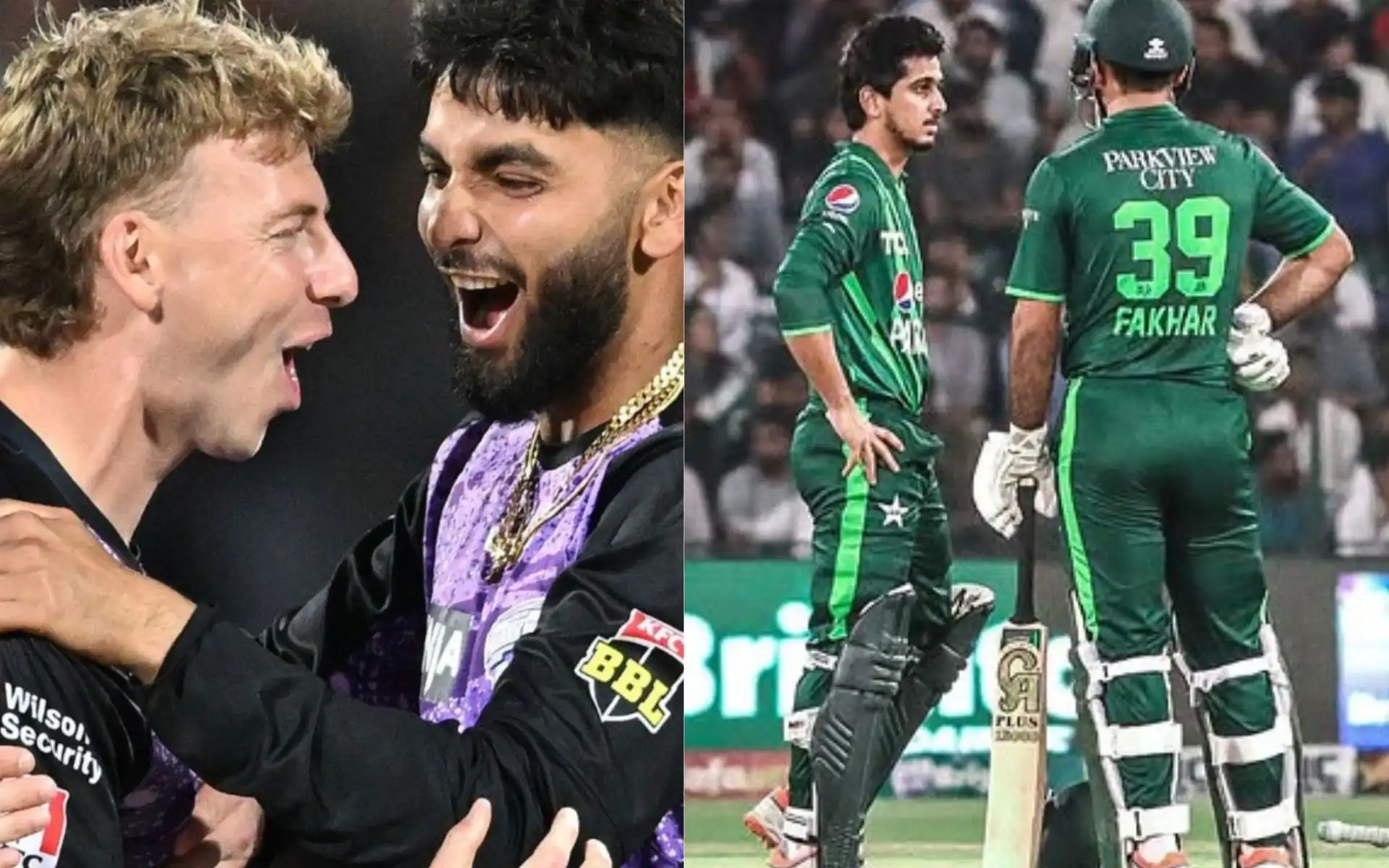 Hobart Hurricanes and Saim Ayub [Source: @BBL/x, @ahtashamriaz22/Instagram]