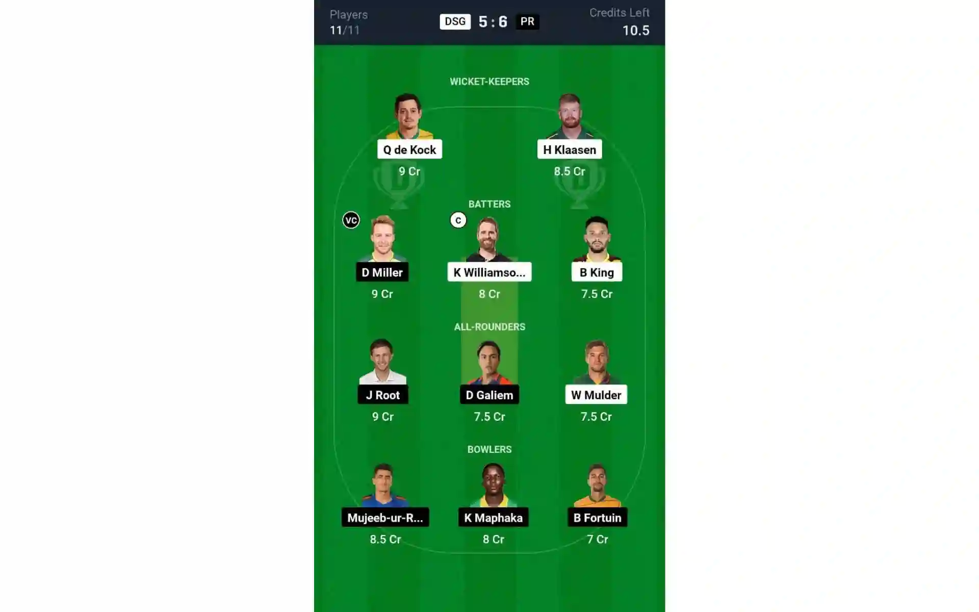 DSG vs PR, SA20 2025: Dream11 Team 2 [Source: @Dream11 App]