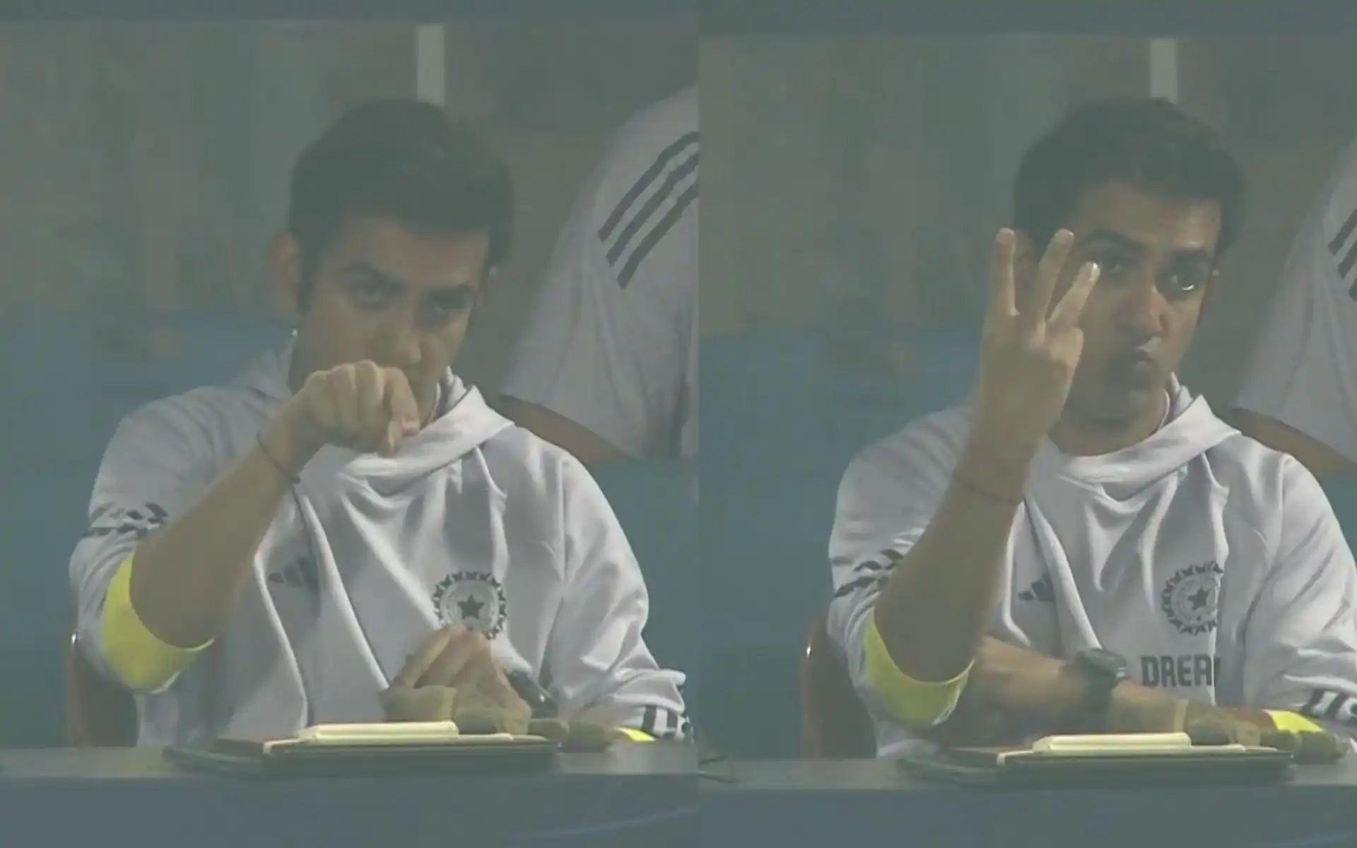 Gautam Gambhir directing the team from the dug out [Source: @AbhiTiw39925637/x.com]