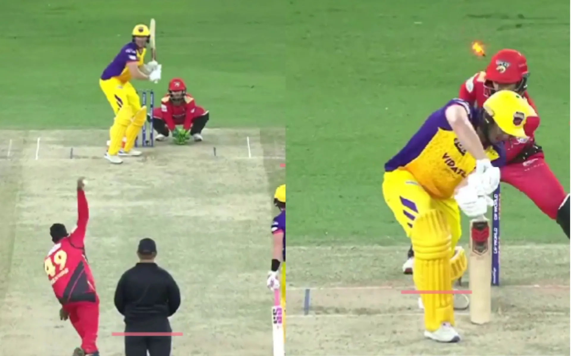 Wanindu Hasaranga bowled a beauty to dismiss Luke Wells [Source: @ilt20onzee/x.com]