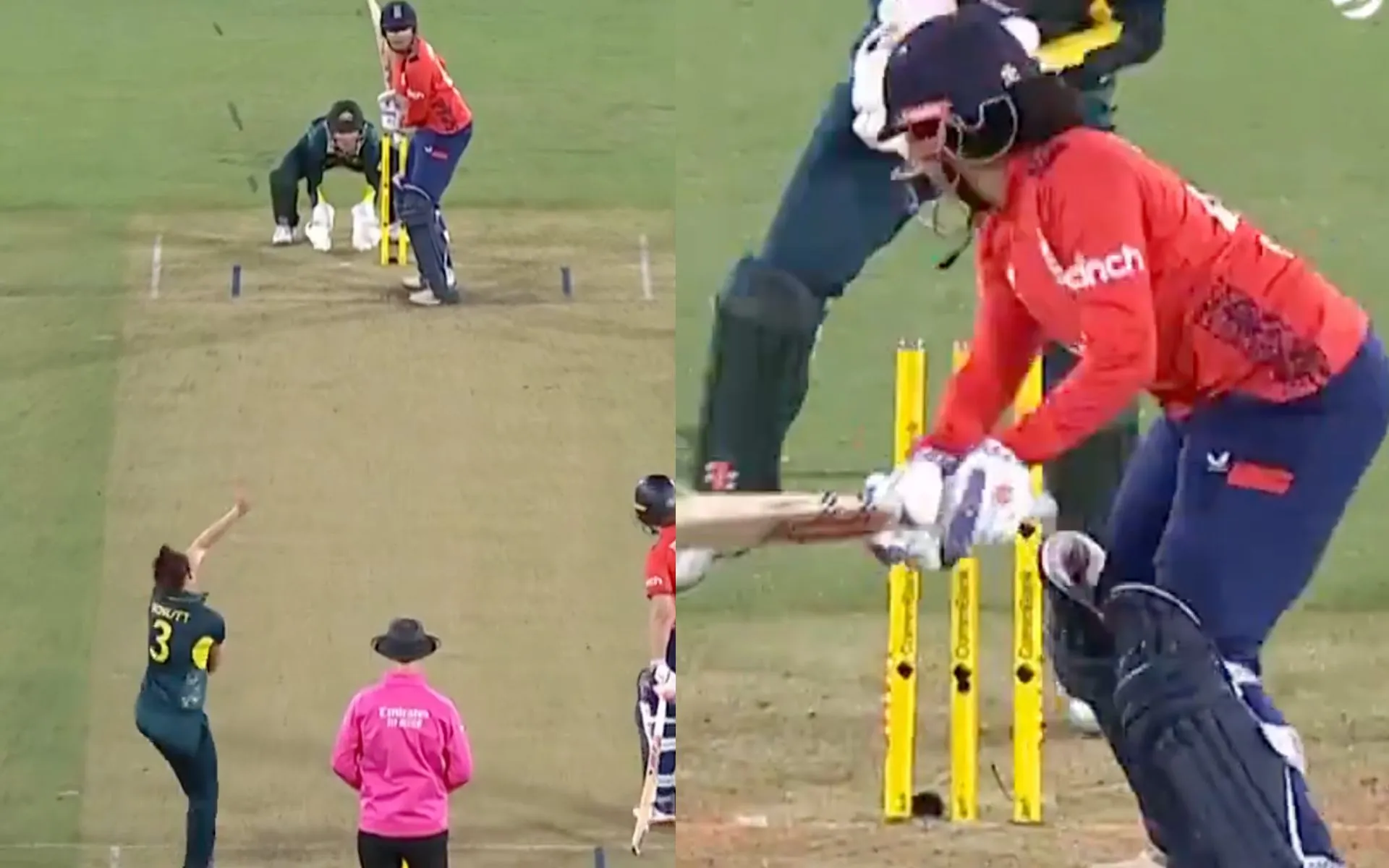 Dunkley castled by Schutt [Source: @cricketcomau/X.Com]
