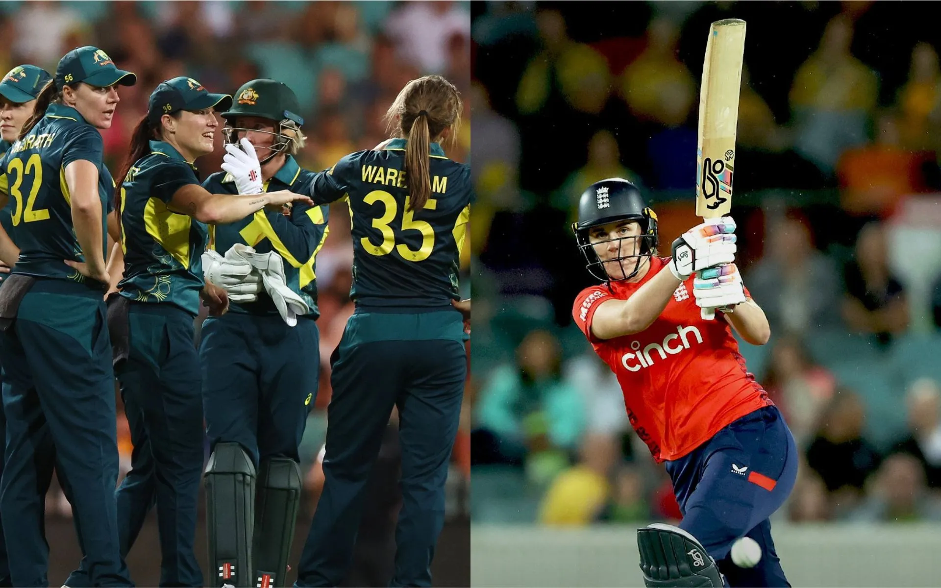 Aus-W vs ENG-W (Source: @ImTanujSingh/X.com, @englandcricket/X.com)